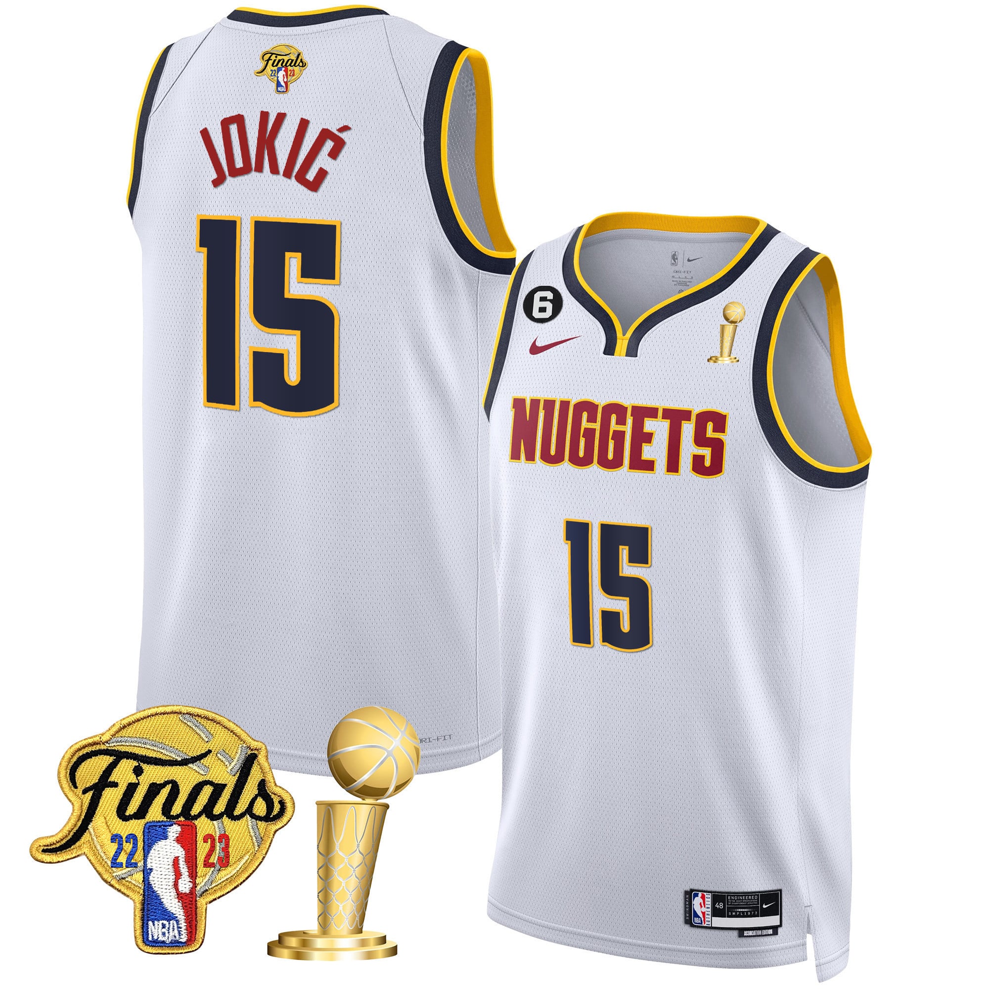 Men's Denver Nuggets 2023 Finals & Champions Patch Gold Jersey - All Stitched - Image 19