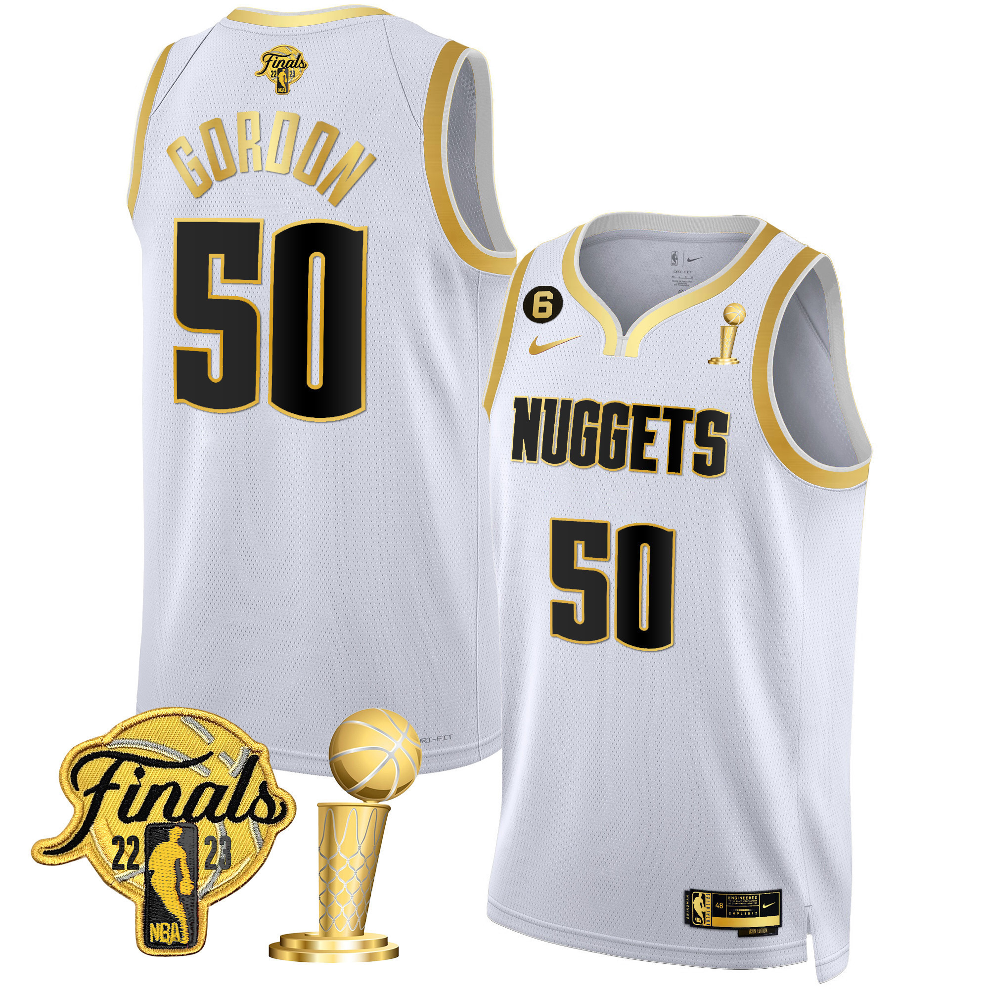 Men's Denver Nuggets 2023 Finals & Champions Patch Gold Jersey - All Stitched - Image 41