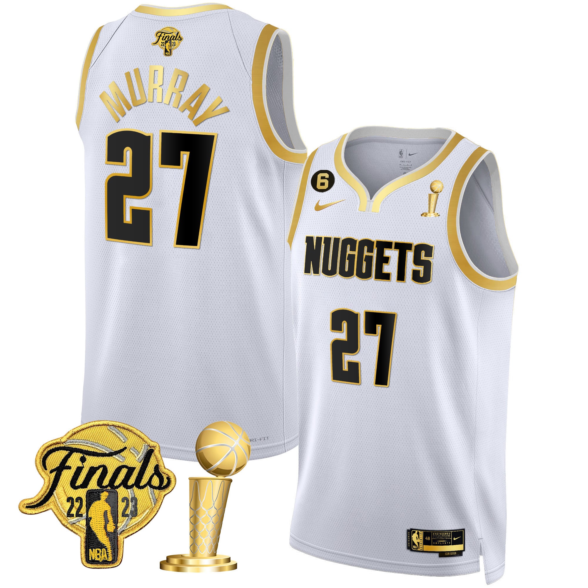 Men's Denver Nuggets 2023 Finals & Champions Patch Gold Jersey - All Stitched - Image 39
