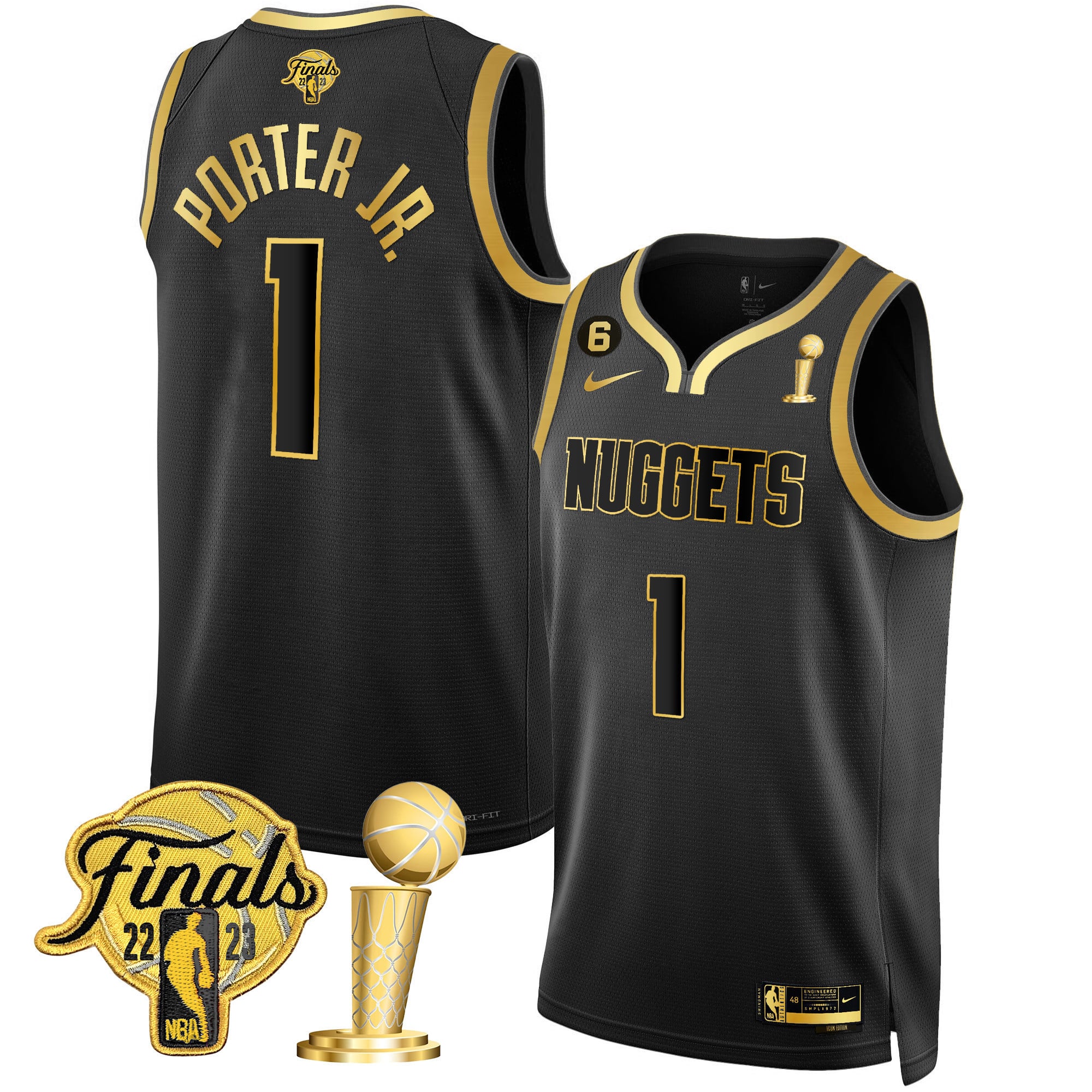 Men's Denver Nuggets 2023 Finals & Champions Patch Gold Jersey - All Stitched - Image 34