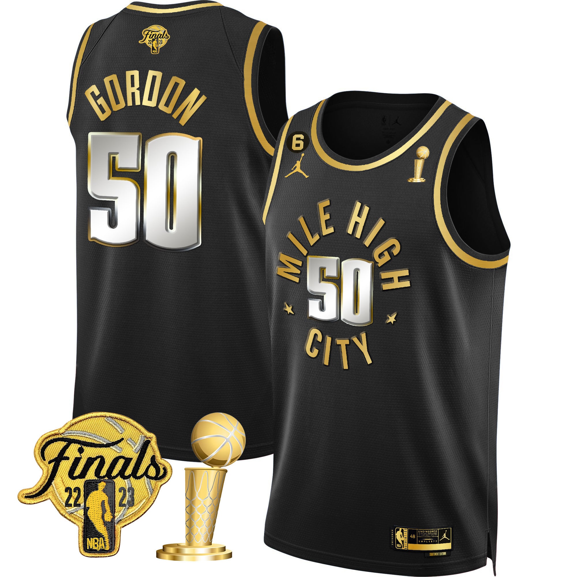 Men's Denver Nuggets 2023 Finals & Champions Patch Gold Jersey - All Stitched - Image 5