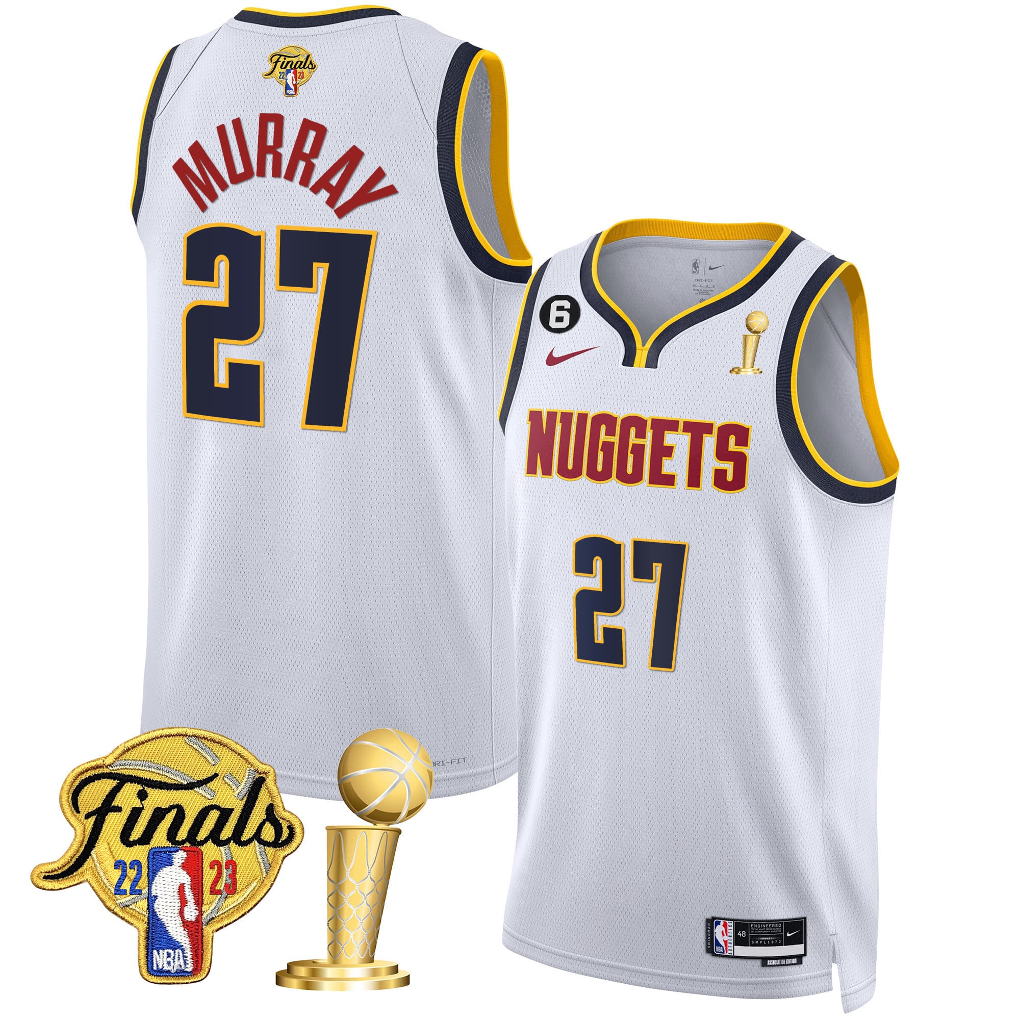 Men's Denver Nuggets 2023 Finals & Champions Patch Gold Jersey - All Stitched - Image 21