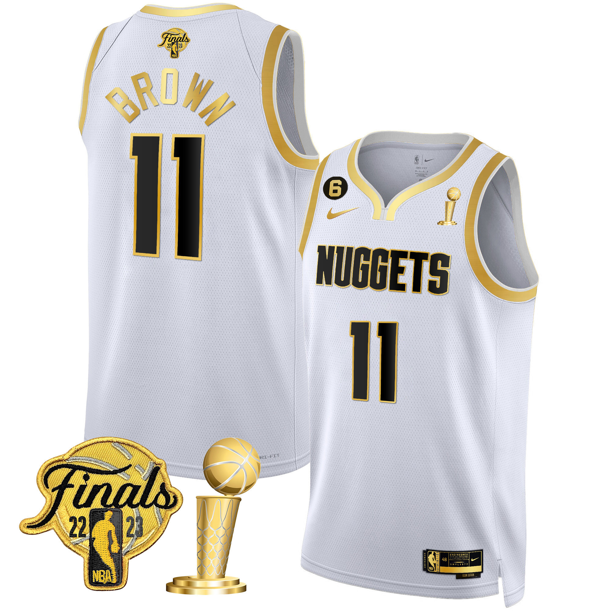 Men's Denver Nuggets 2023 Finals & Champions Patch Gold Jersey - All Stitched - Image 42