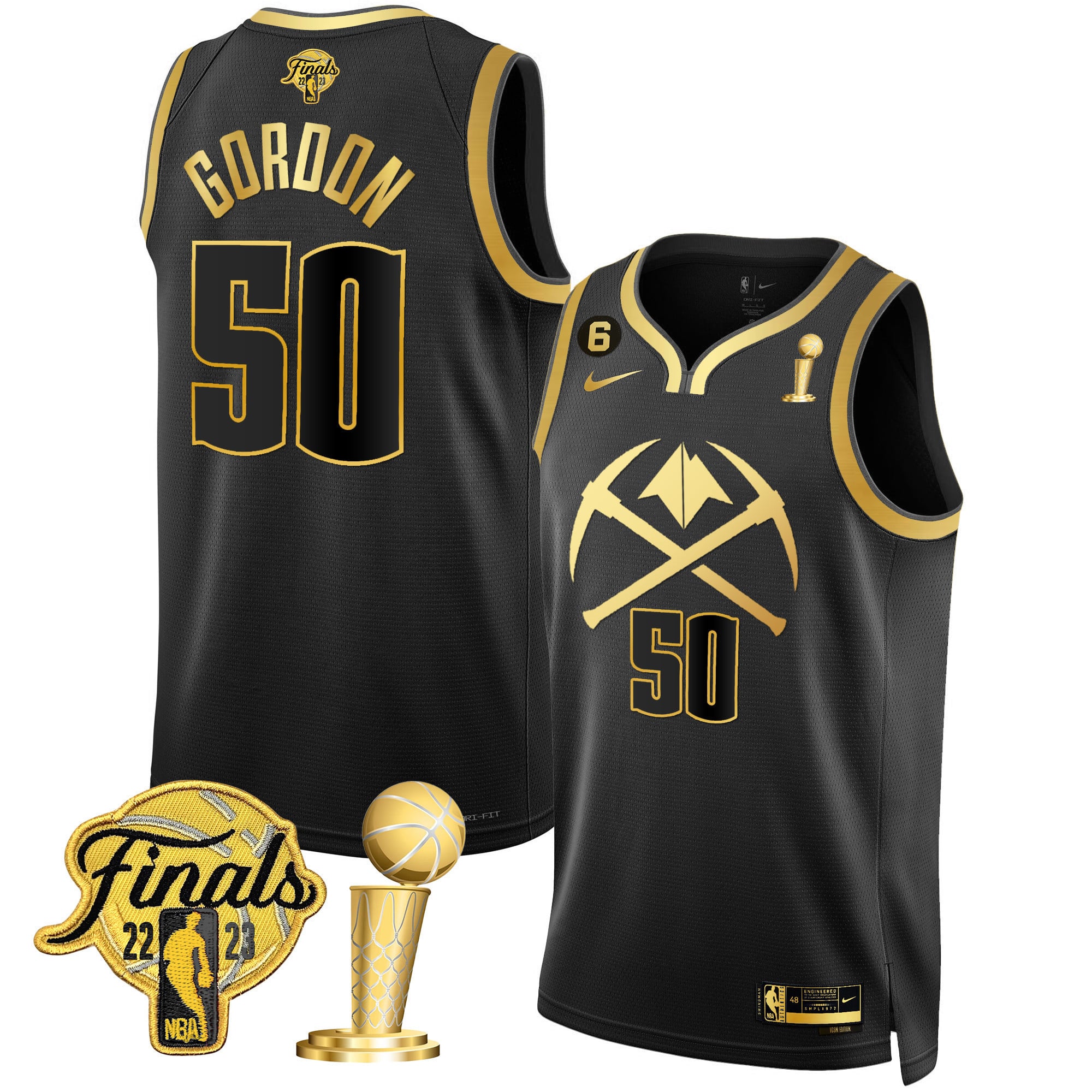 Men's Denver Nuggets 2023 Finals & Champions Patch Gold Special Jersey V2 - All Stitched - Image 11