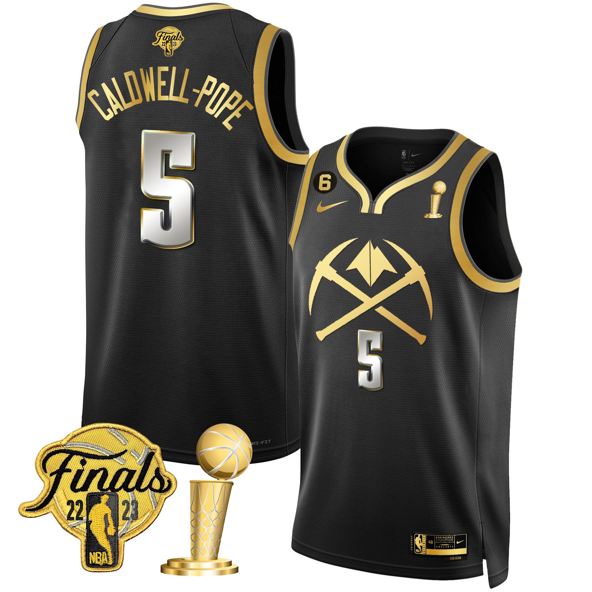 Men's Denver Nuggets 2023 Finals & Champions Patch Gold Special Jersey V2 - All Stitched - Image 2