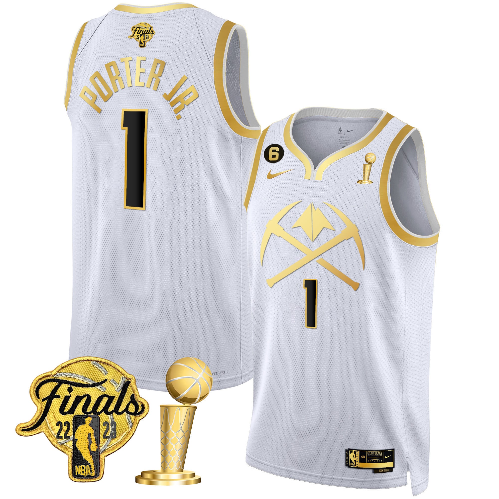 Men's Denver Nuggets 2023 Finals & Champions Patch Gold Special Jersey V2 - All Stitched - Image 16