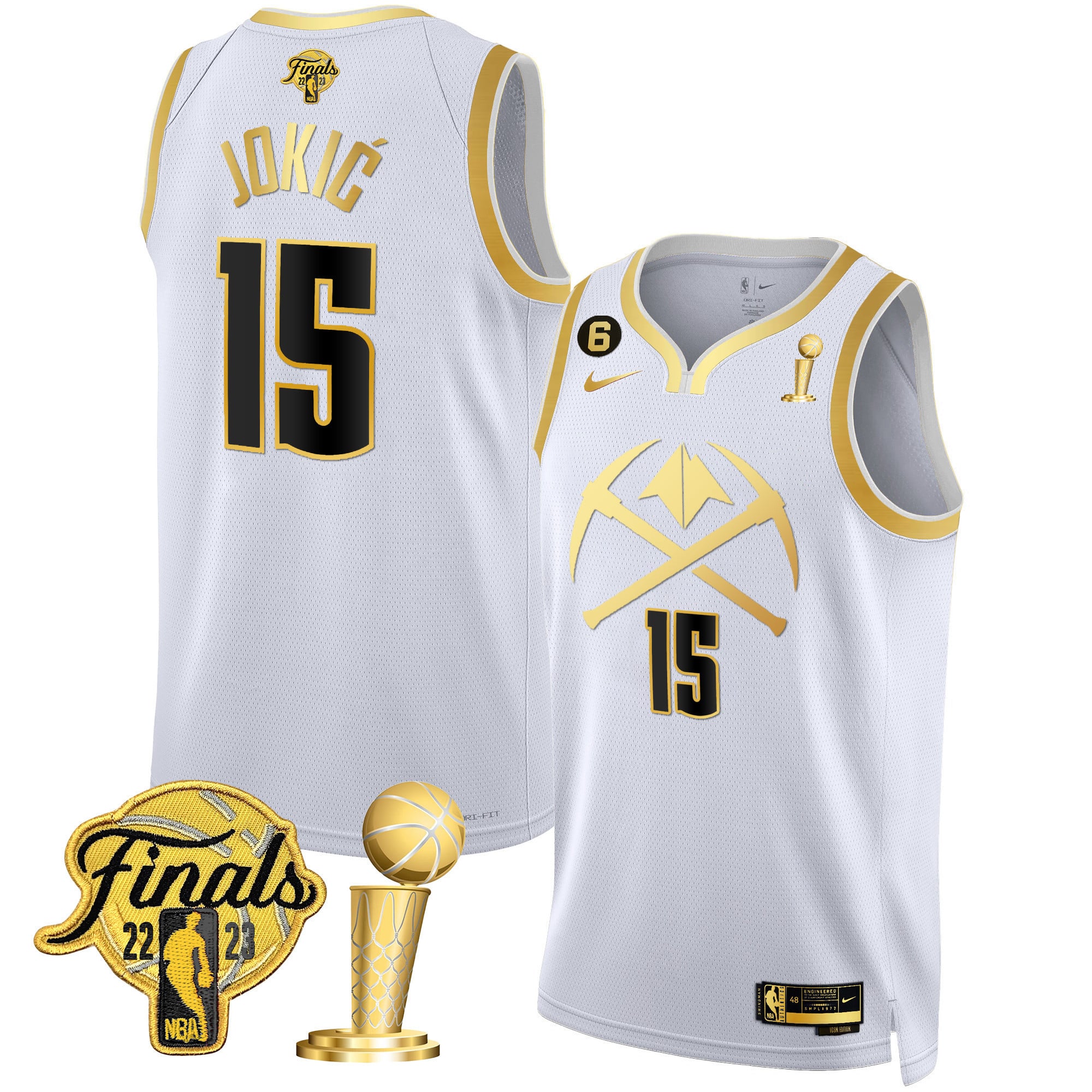 Men's Denver Nuggets 2023 Finals & Champions Patch Gold Special Jersey V2 - All Stitched - Image 13