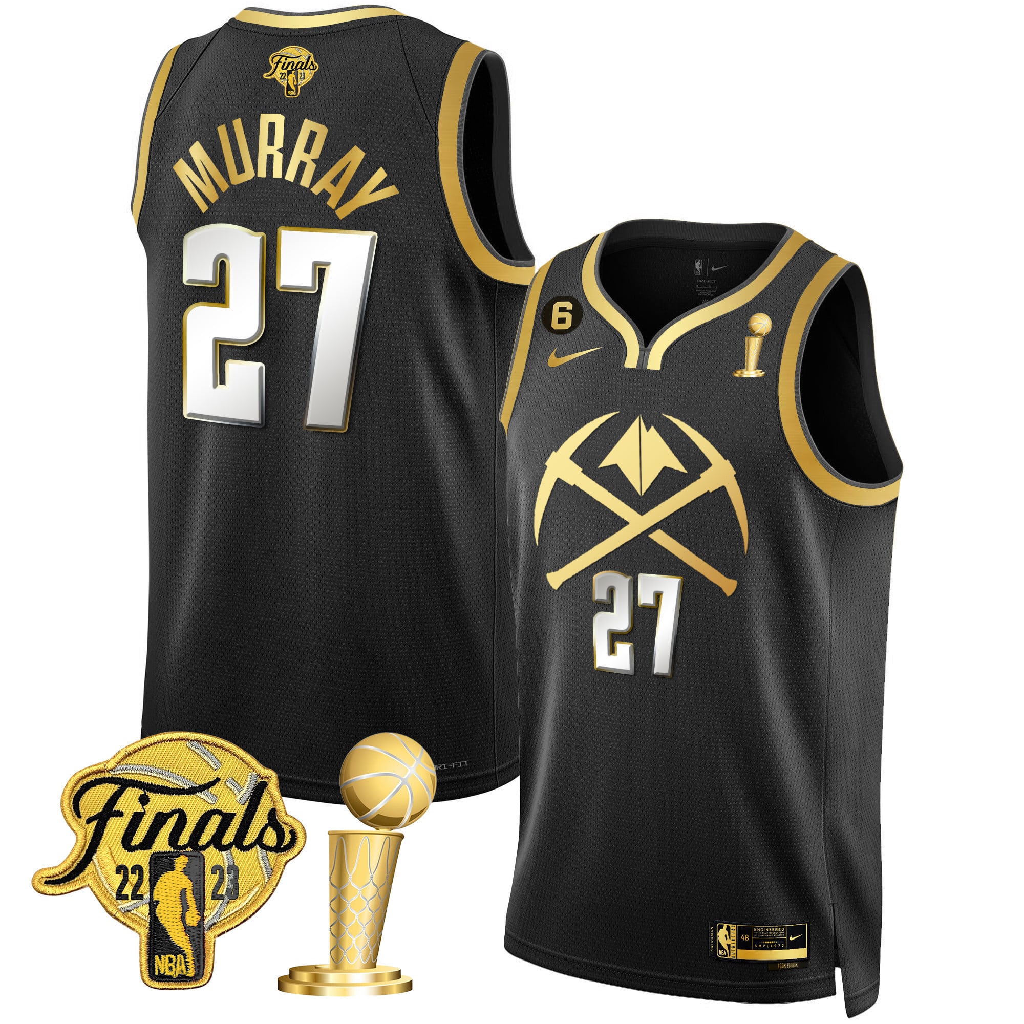 Men's Denver Nuggets 2023 Finals & Champions Patch Gold Special Jersey V2 - All Stitched - Image 3