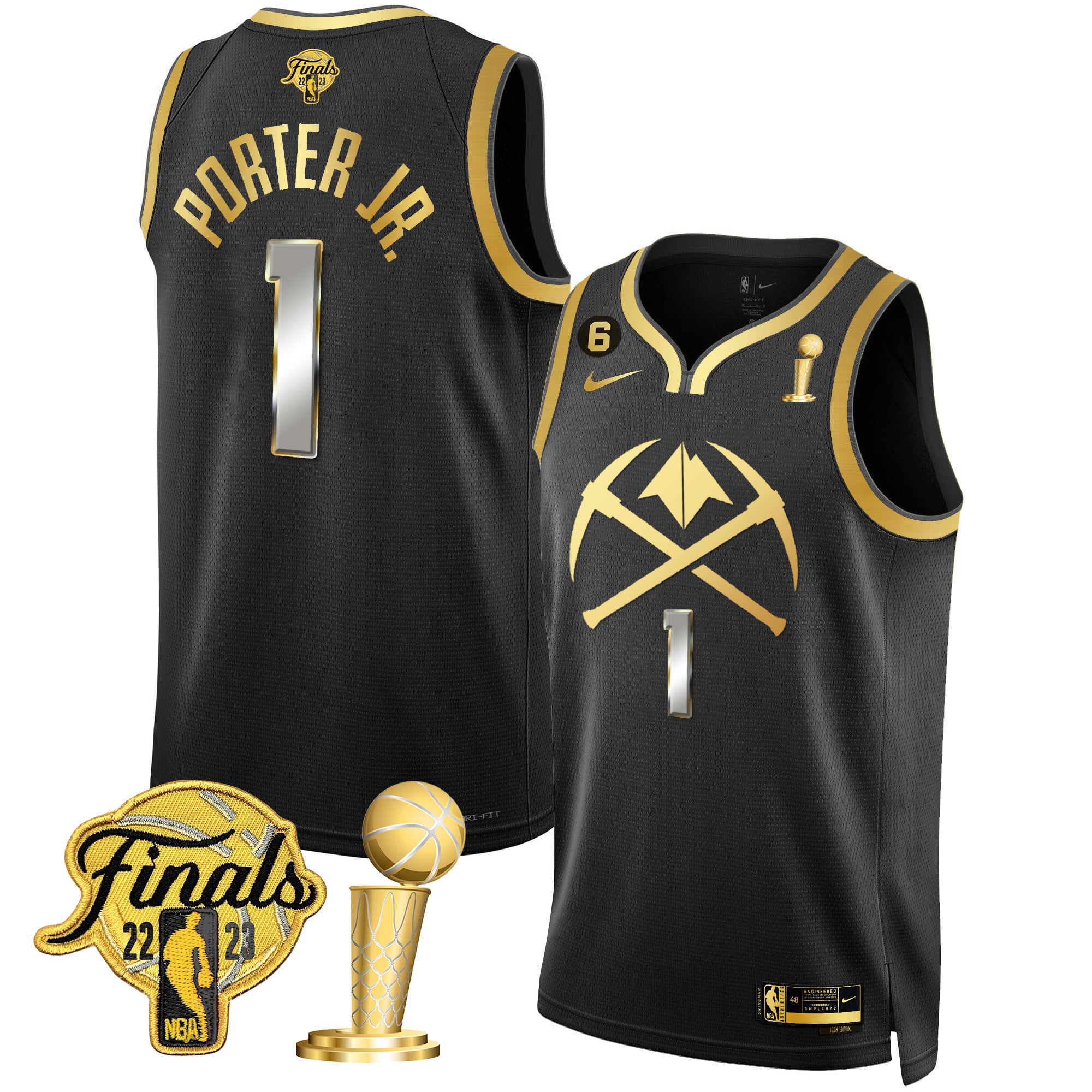 Men's Denver Nuggets 2023 Finals & Champions Patch Gold Special Jersey V2 - All Stitched - Image 4