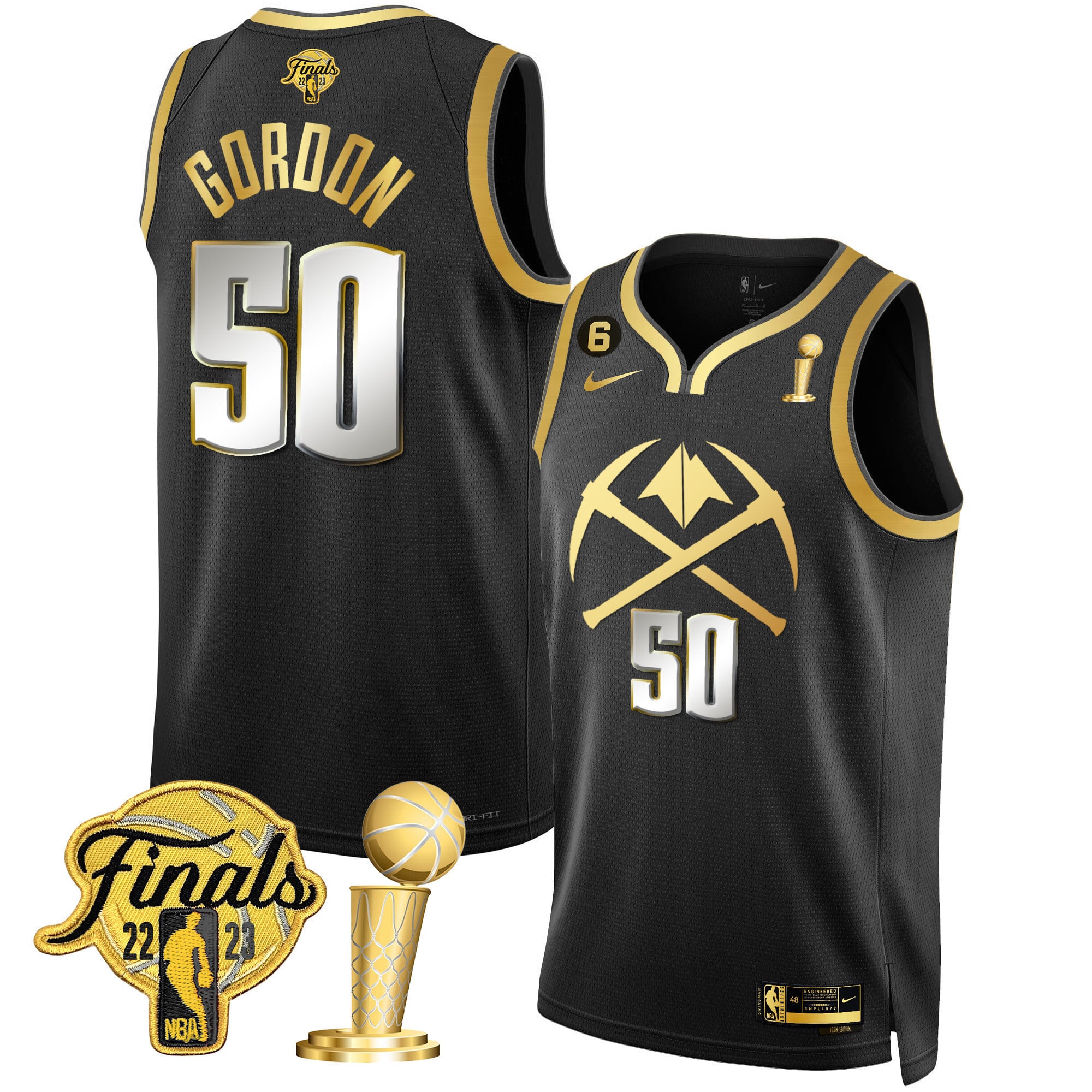 Men's Denver Nuggets 2023 Finals & Champions Patch Gold Special Jersey V2 - All Stitched - Image 5
