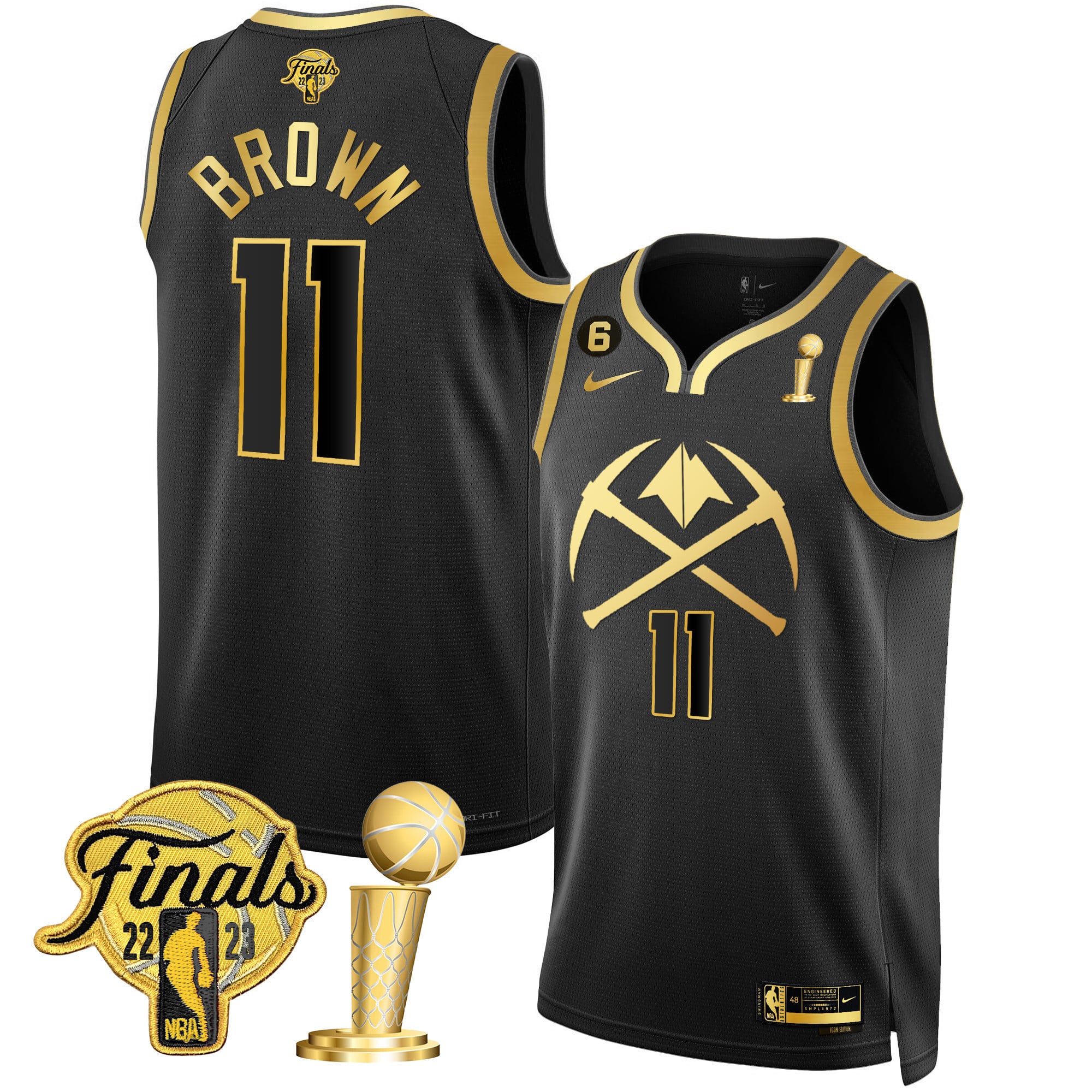 Men's Denver Nuggets 2023 Finals & Champions Patch Gold Special Jersey V2 - All Stitched - Image 12