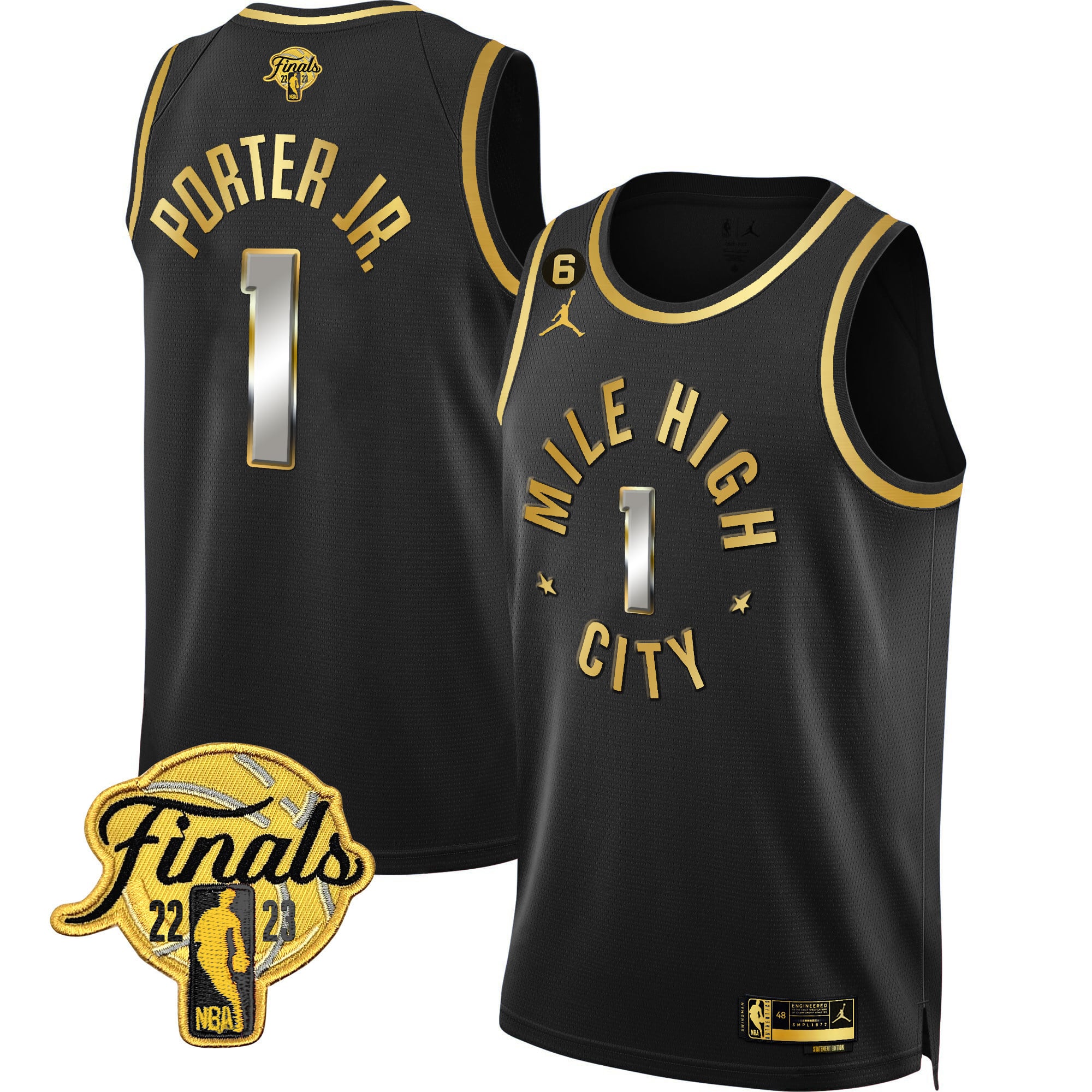 Men's Denver Nuggets 2023 Finals Patch Gold Jersey - All Stitched - Image 4