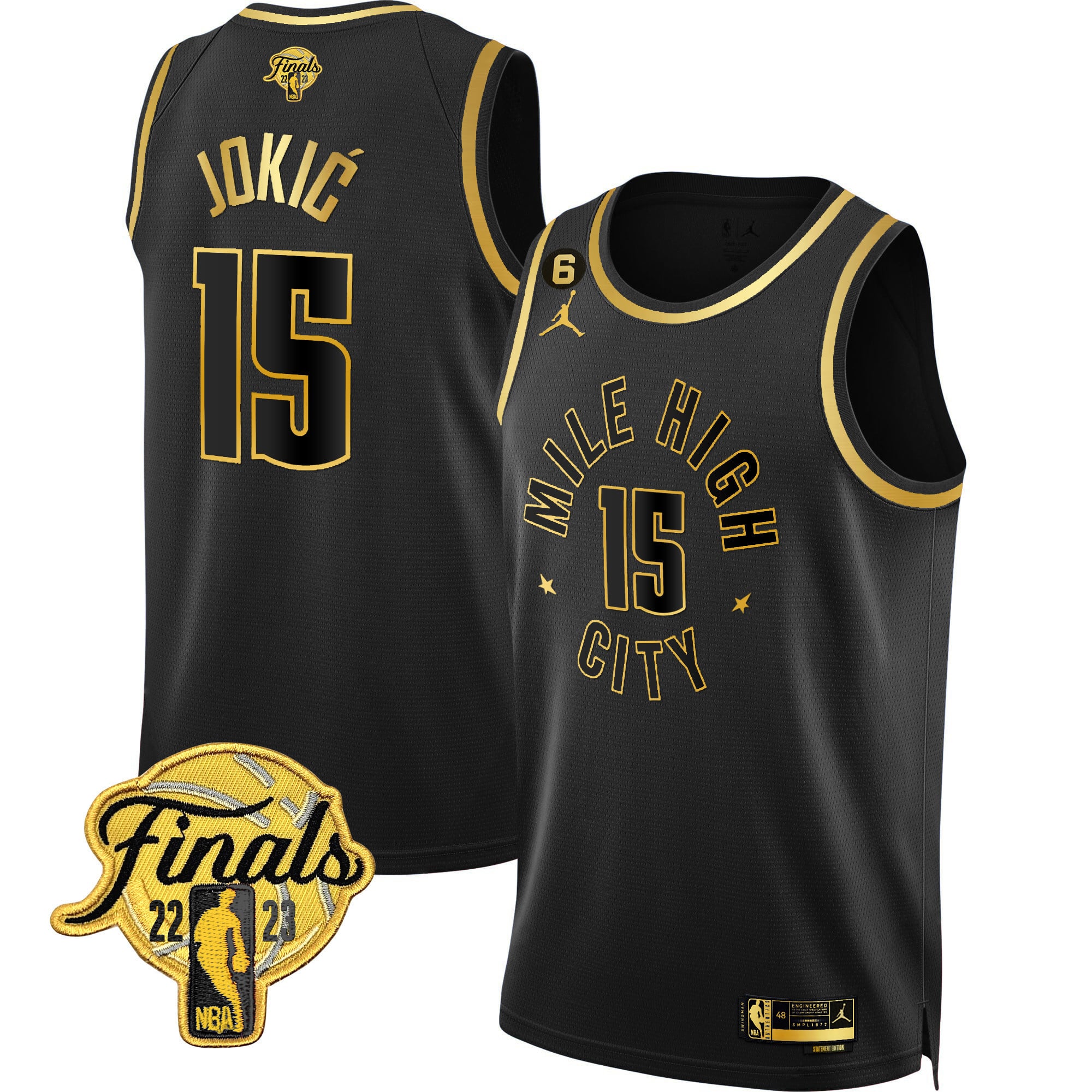 Men's Denver Nuggets 2023 Finals Patch Gold Jersey - All Stitched - Image 7