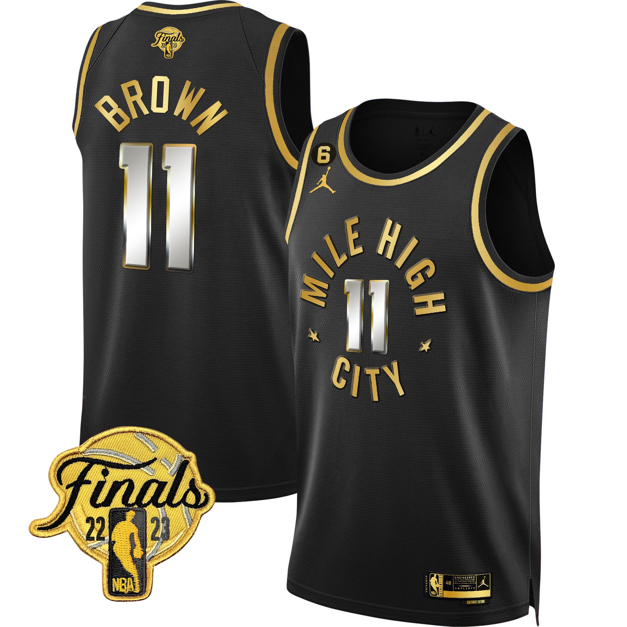 Men's Denver Nuggets 2023 Finals Patch Gold Jersey - All Stitched - Image 6