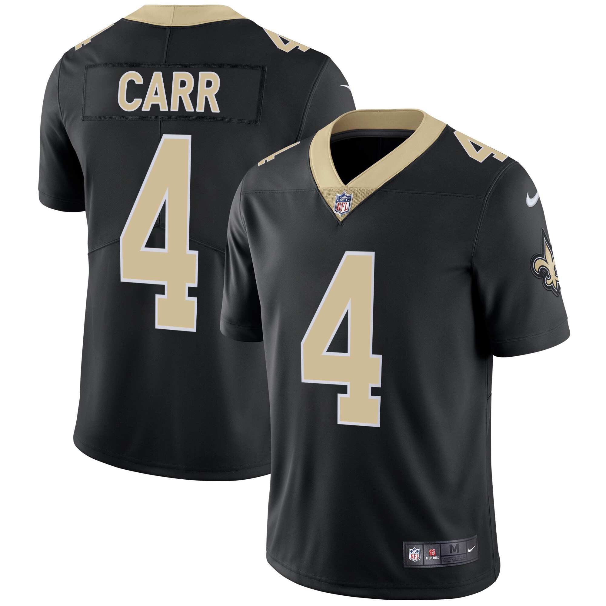 Men's Derek Carr New Orleans Saints Black Jersey - All Stitched