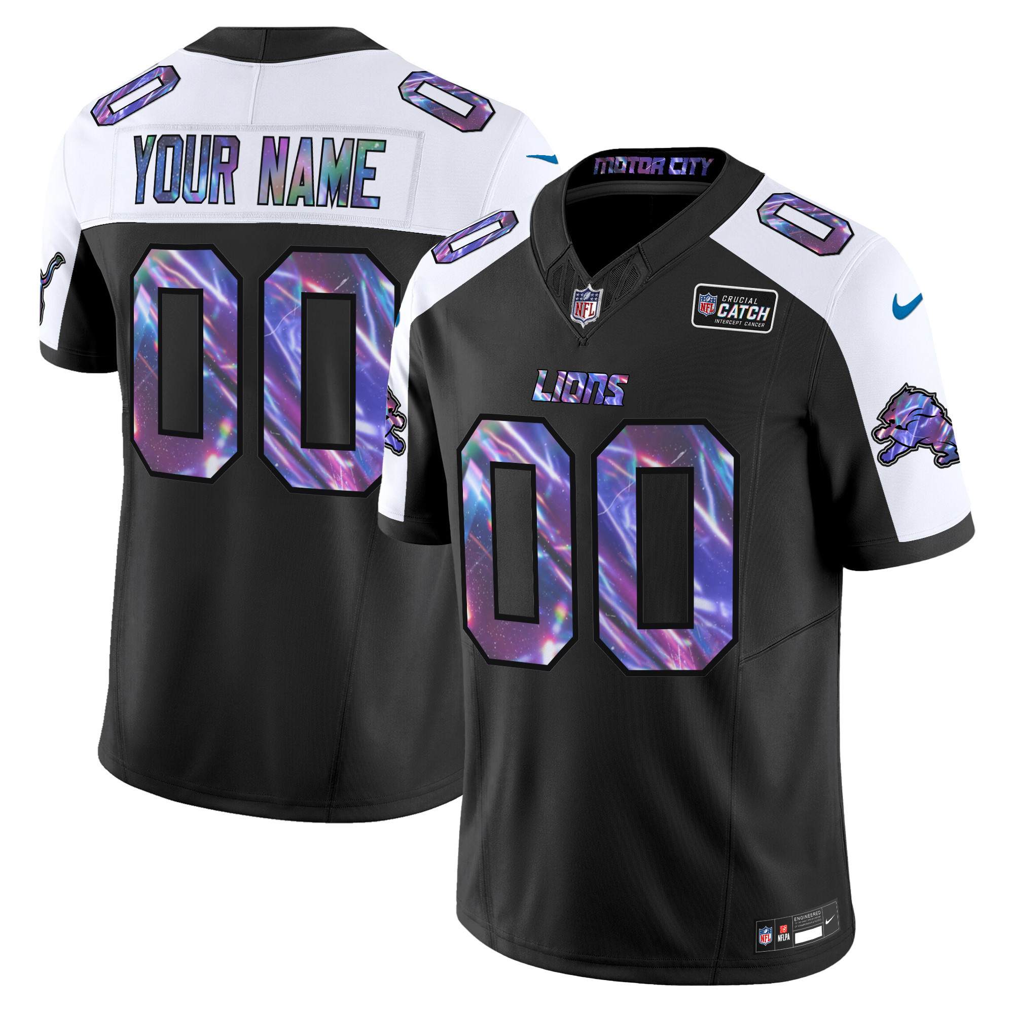 Men's Detroit Lions 2024 Crucial Catch Vapor Limited Custom Black Alternate Jersey - All Stitched
