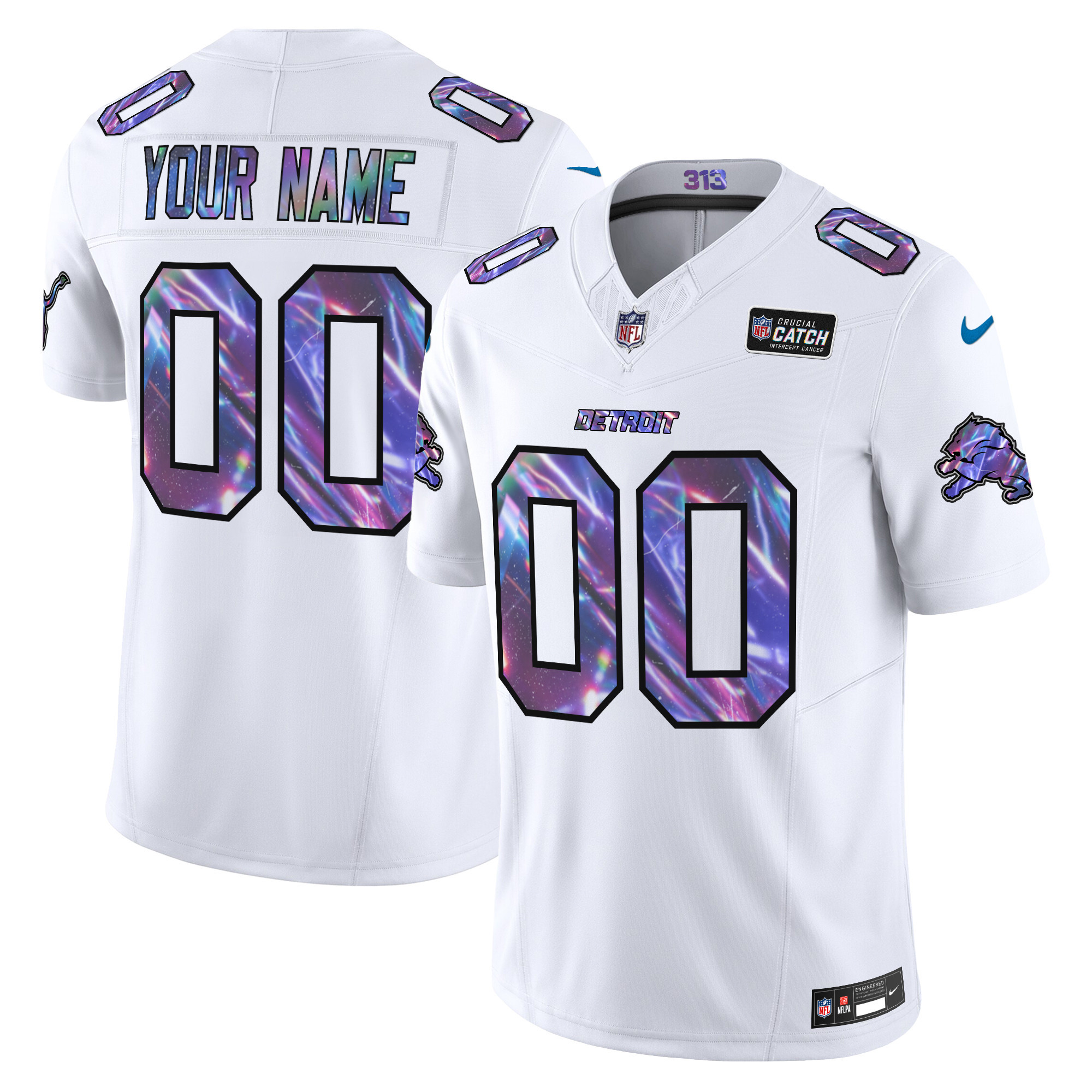 Men's Detroit Lions 2024 Crucial Catch Vapor Limited Custom White Jersey - All Stitched