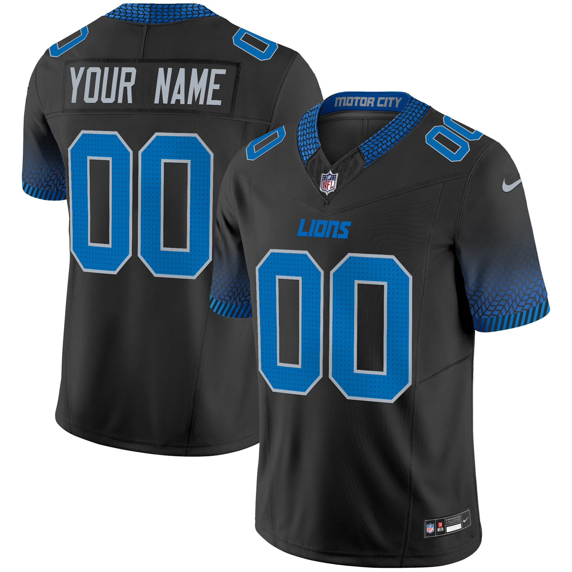 Men's Detroit Lions 2024 Motor City Vapor Limited Custom Black Jersey - All Stitched