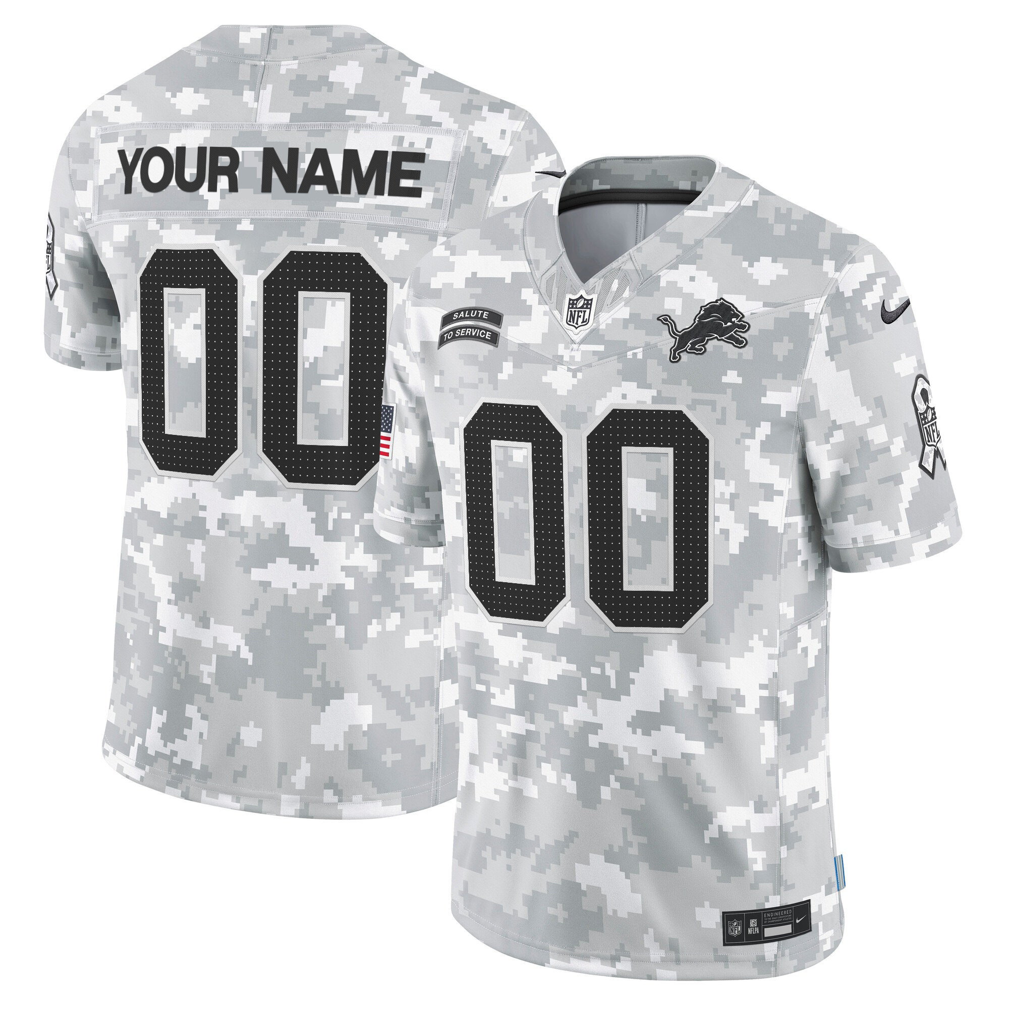 Men's Detroit Lions 2024 Salute to Service Vapor Limited Custom Custom Jersey - All Stitched
