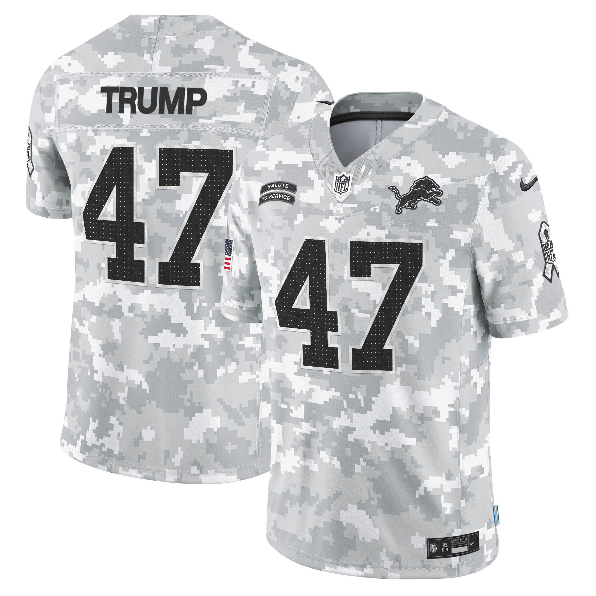 Men's Detroit Lions 2024 Salute to Service Vapor Limited Donald Trump Jersey - All Stitched