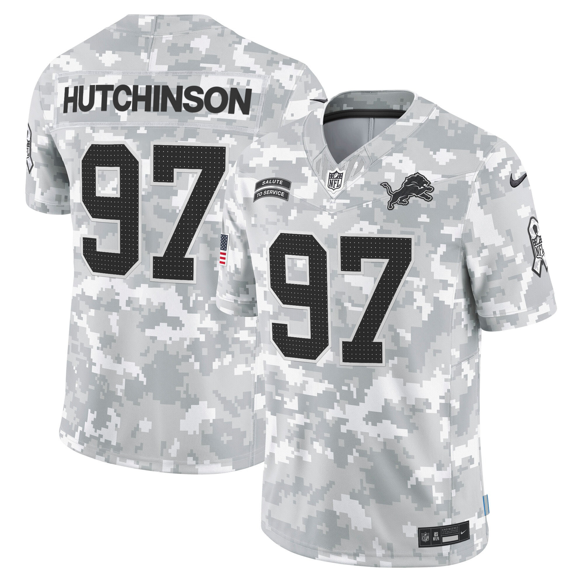 Men's Detroit Lions 2024 Salute to Service Vapor Limited Hutchinson Jersey - All Stitched