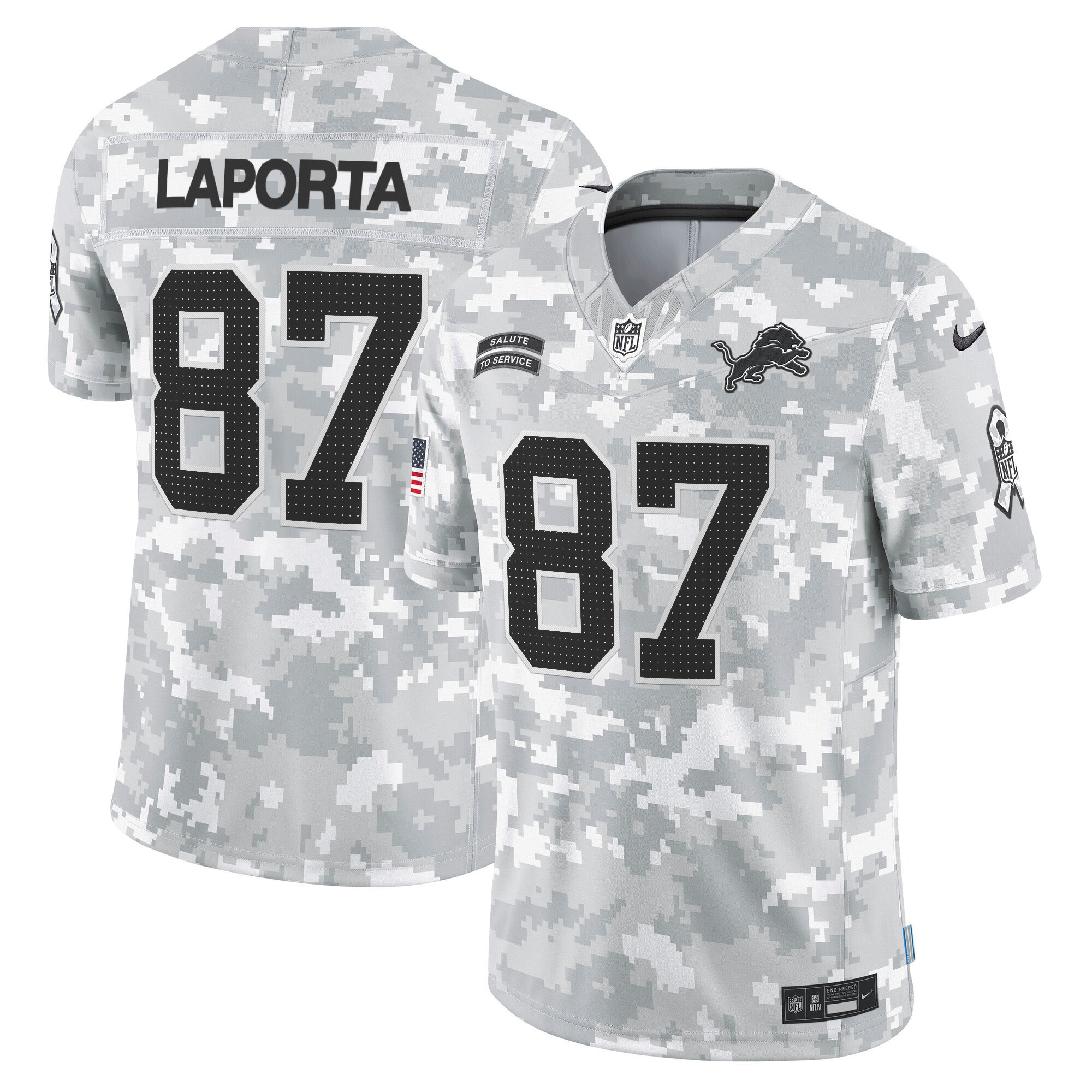 Men's Detroit Lions 2024 Salute to Service Vapor Limited Sam Laporta Jersey - All Stitched