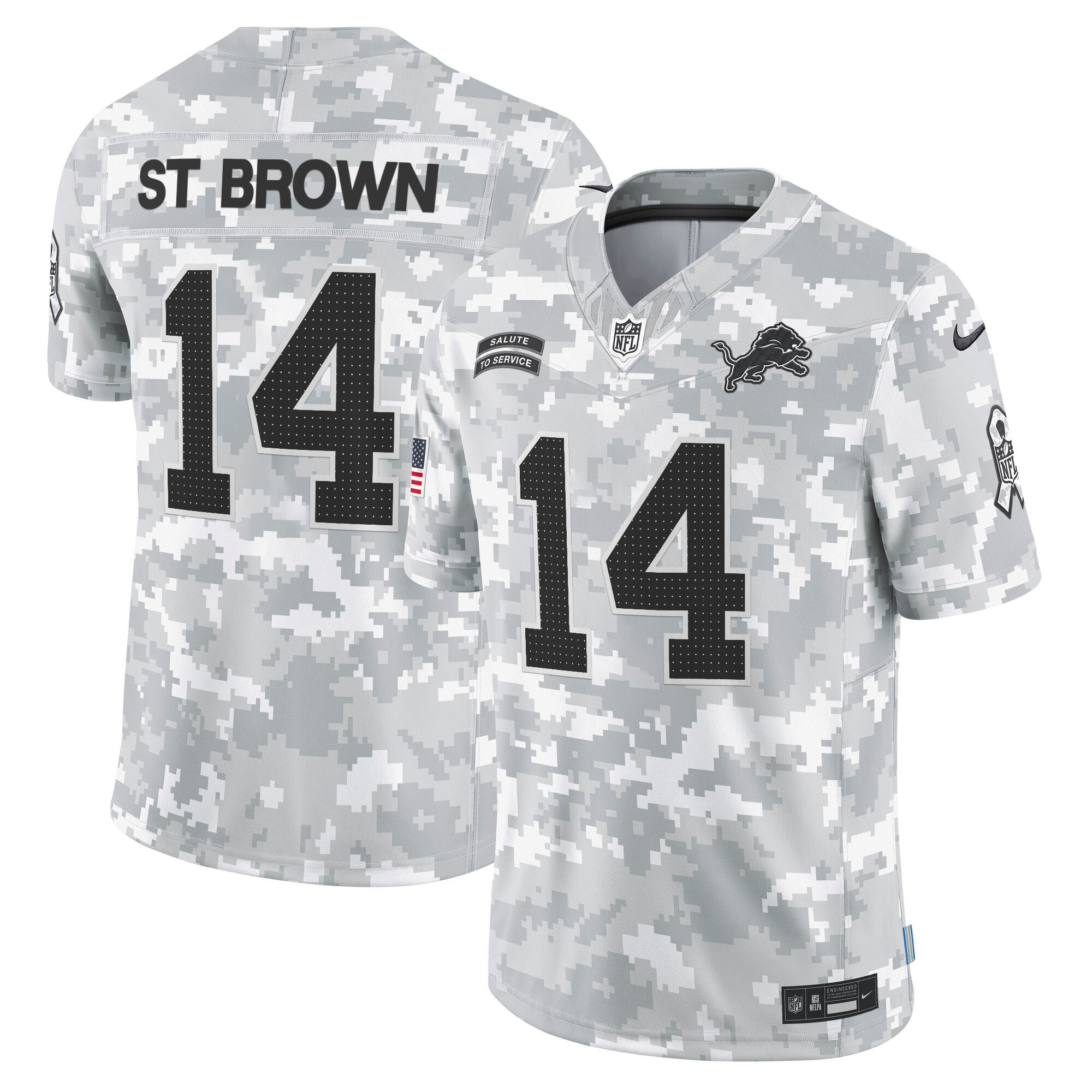 Men's Detroit Lions 2024 Salute to Service Vapor Limited St.Brown Jersey - All Stitched