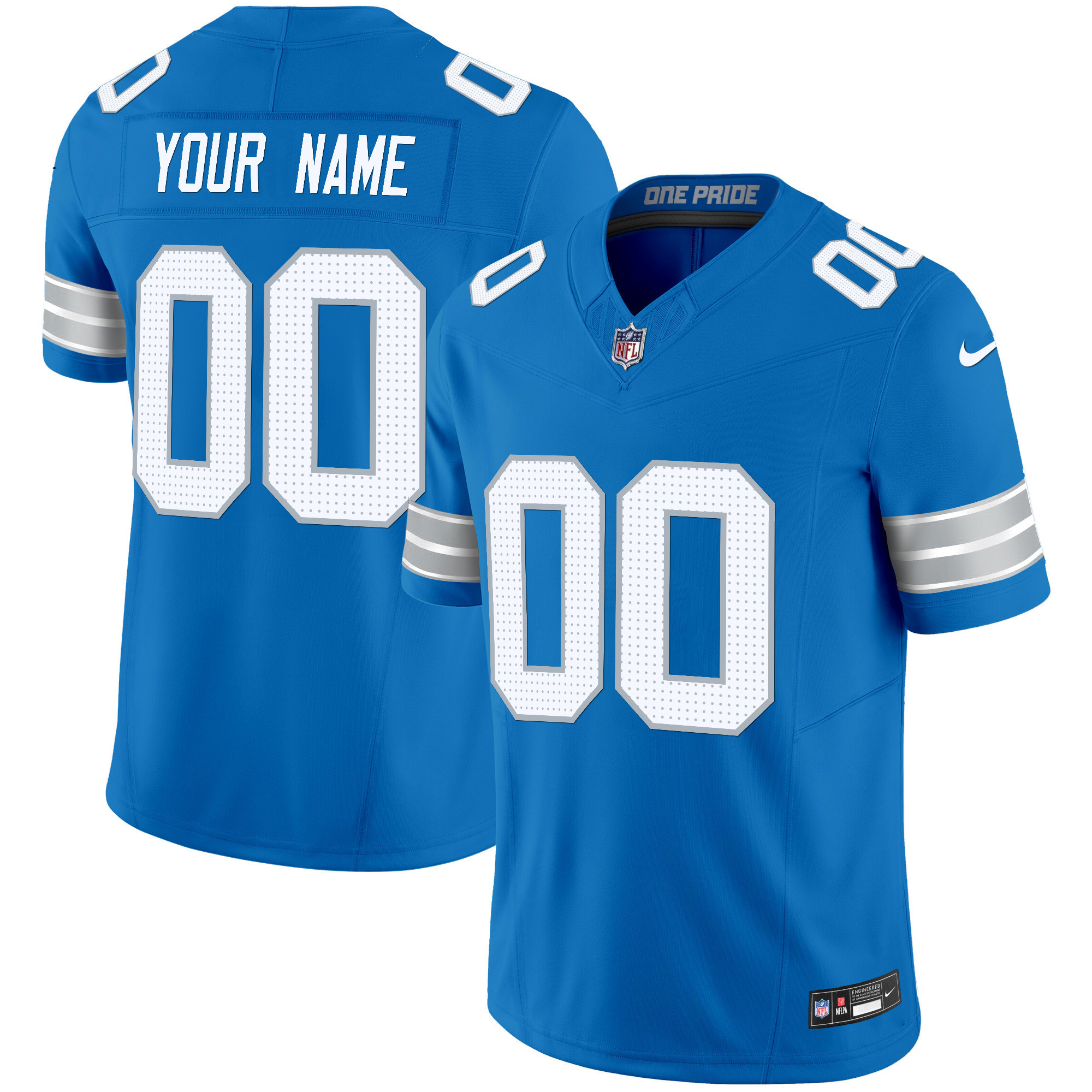 Men's Detroit Lions 2024 Vapor Limited Custom Blue Jersey - All Stitched