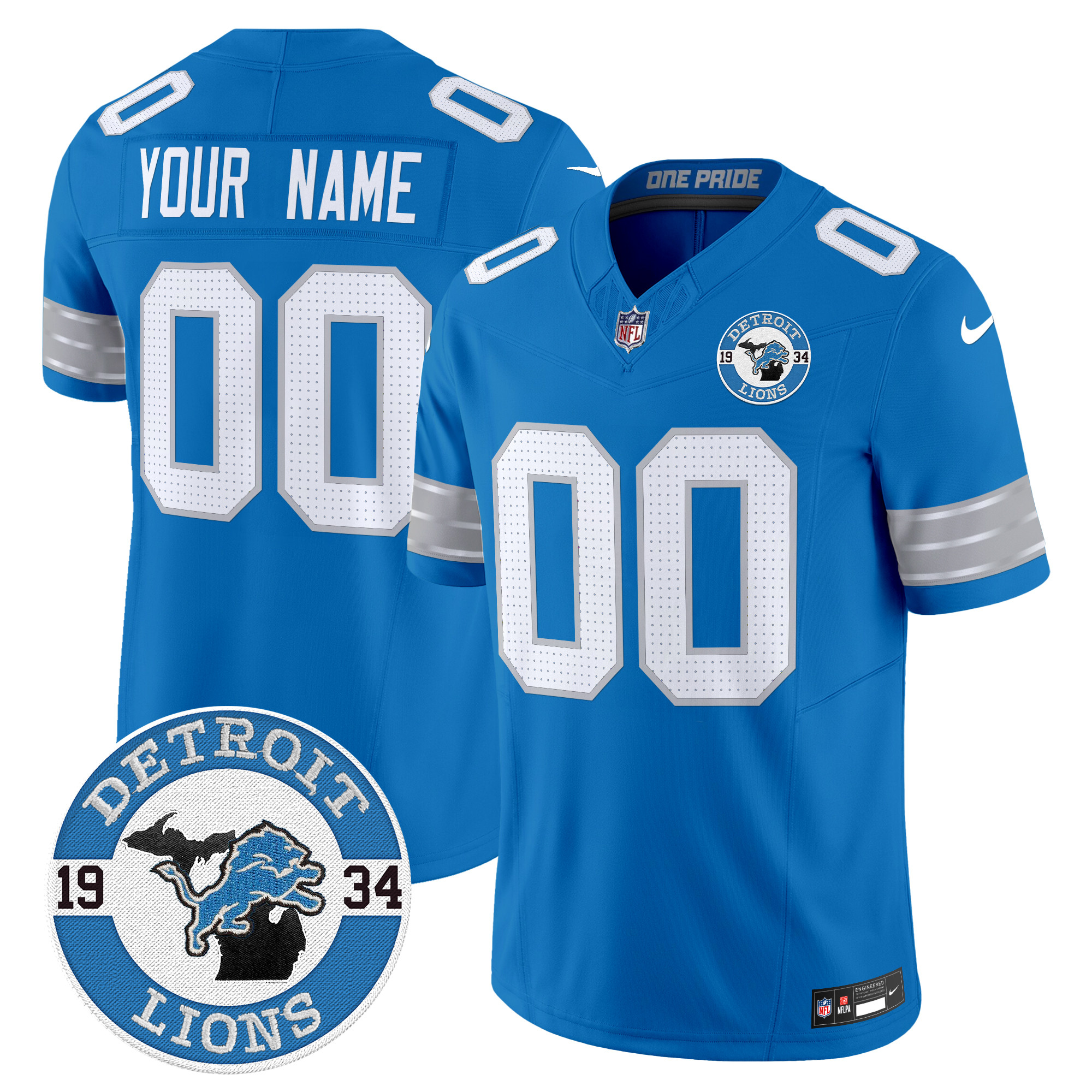 Men's Detroit Lions 2024 Vapor Limited Custom Blue Jersey - All Stitched