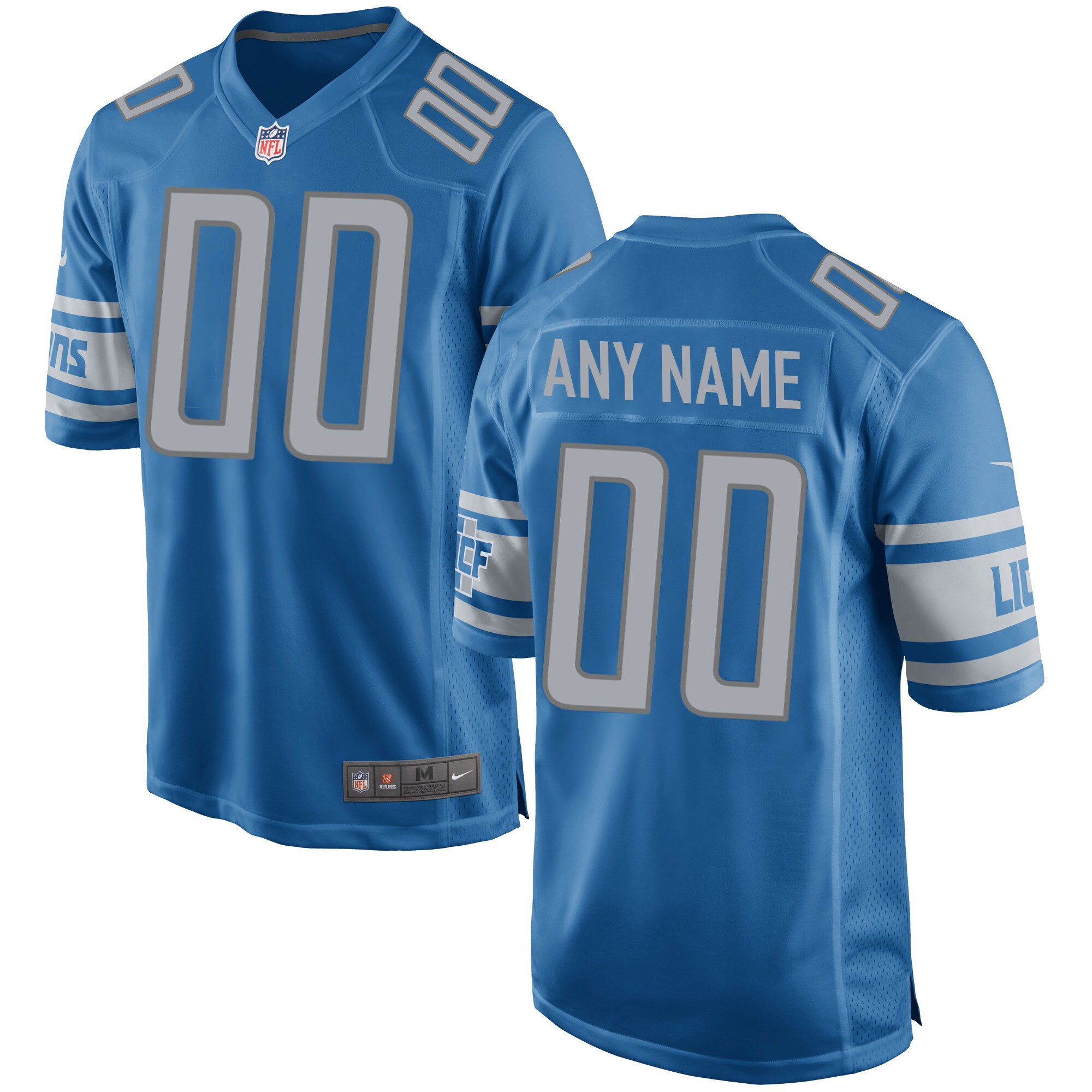 Men's Detroit Lions Blue Custom Custom Jersey - All Stitched