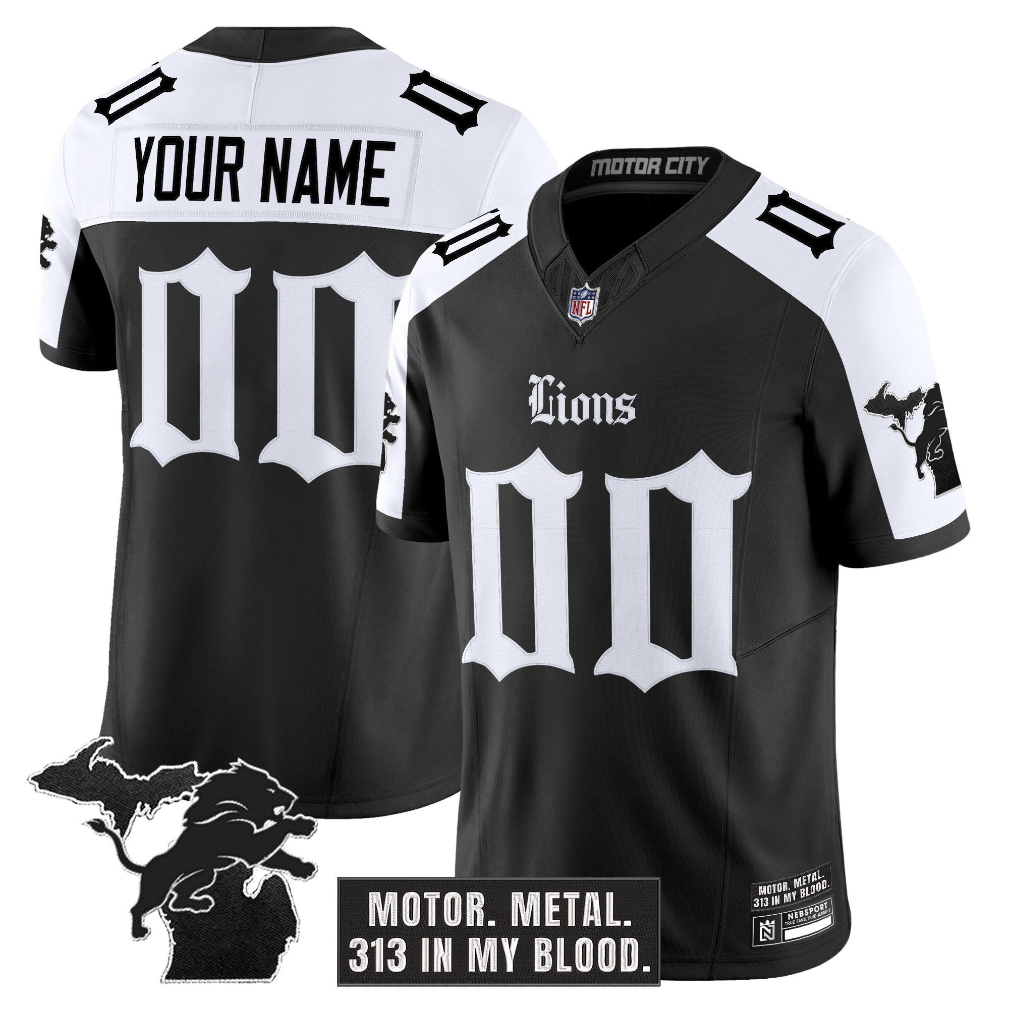 Men's Detroit Lions 'Gothic Motor Grit Edition' Vapor Limited Custom Alternate Jersey - All Stitched