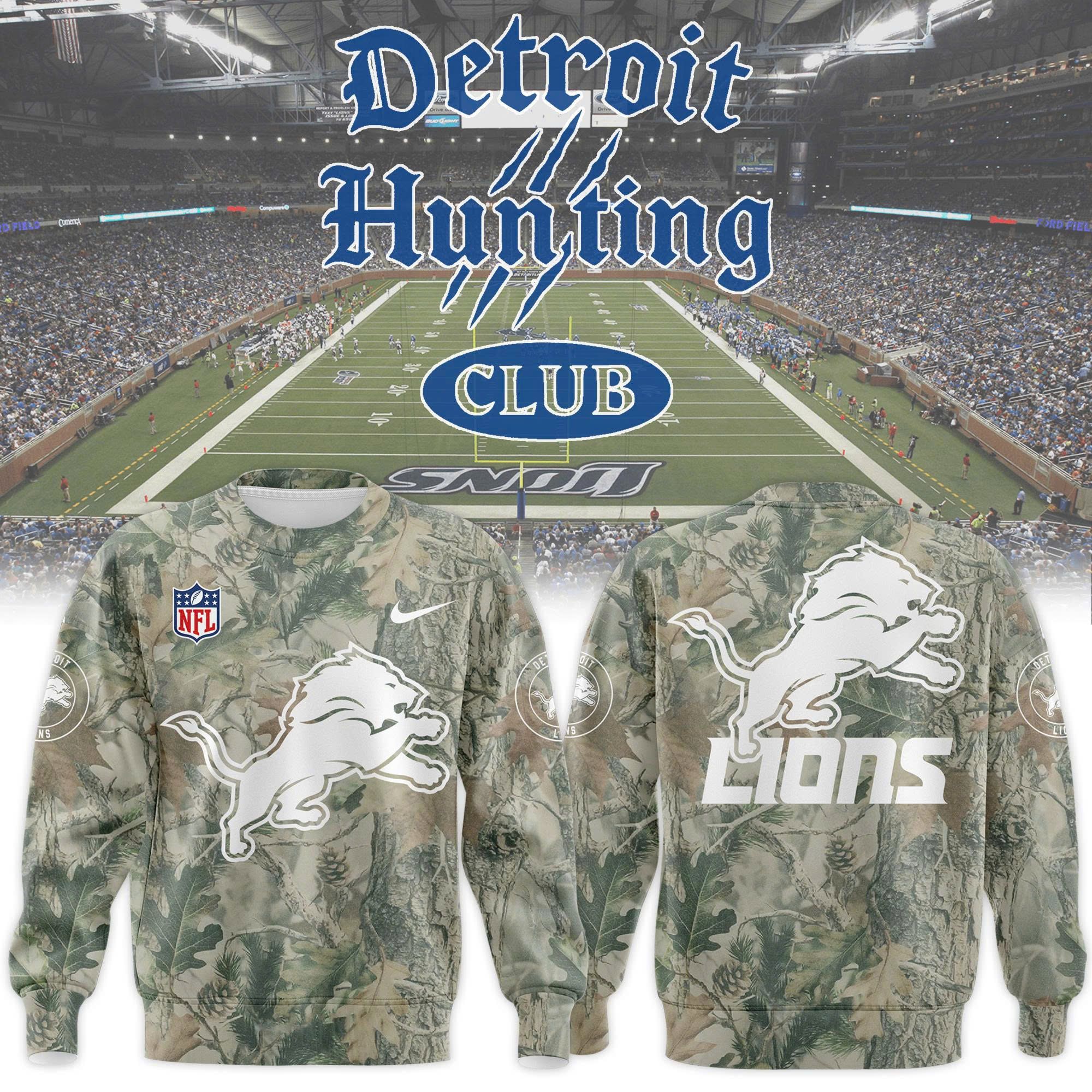 Men's Detroit Lions Hunting Graphic Sweater Shirt