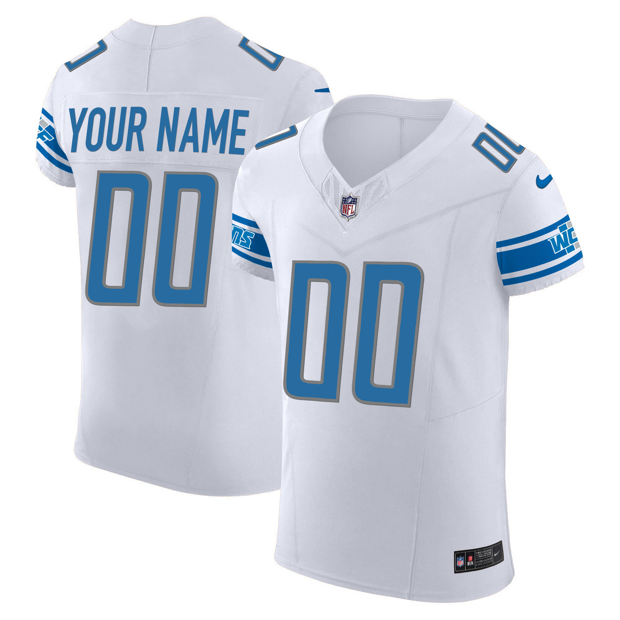 Men's Detroit Lions Vapor Elite Custom White Jersey - All Stitched
