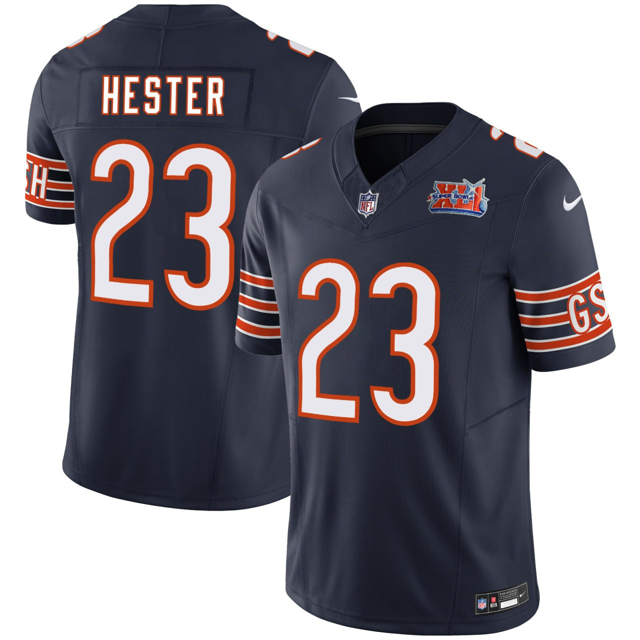 Men's Devin Hester Chicago Bears GSH Navy Super Bowl Patch Navy Jersey - All Stitched