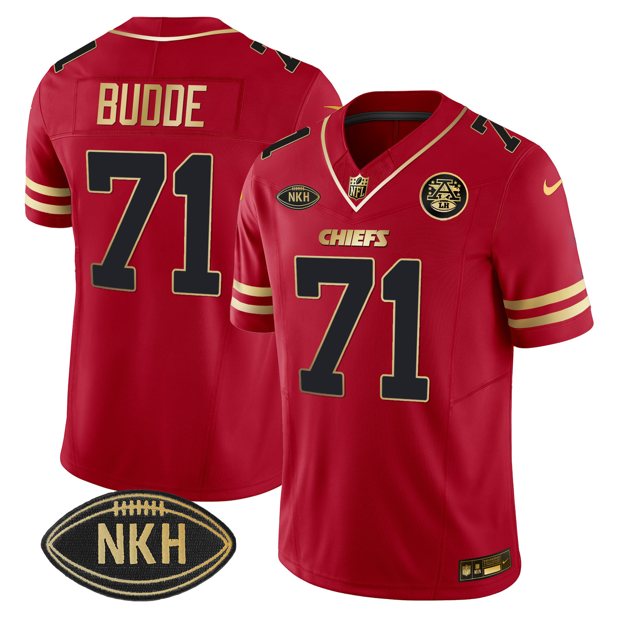 Men's Ed Budde Kansas City Chiefs Gold Vapor Black Red Jersey - All Stitched