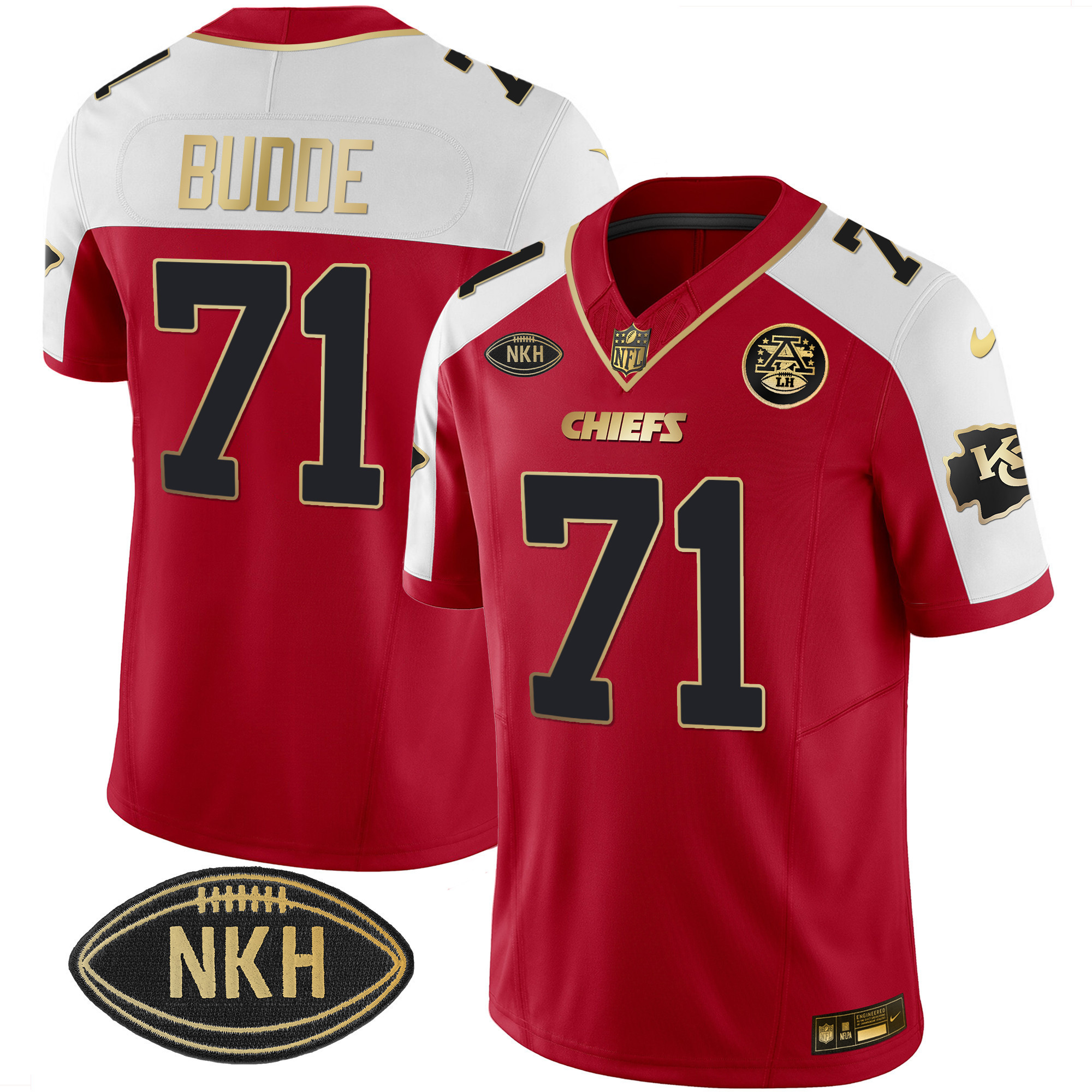 Men's Ed Budde Kansas City Chiefs Gold Vapor Red Alternate Jersey - All Stitched