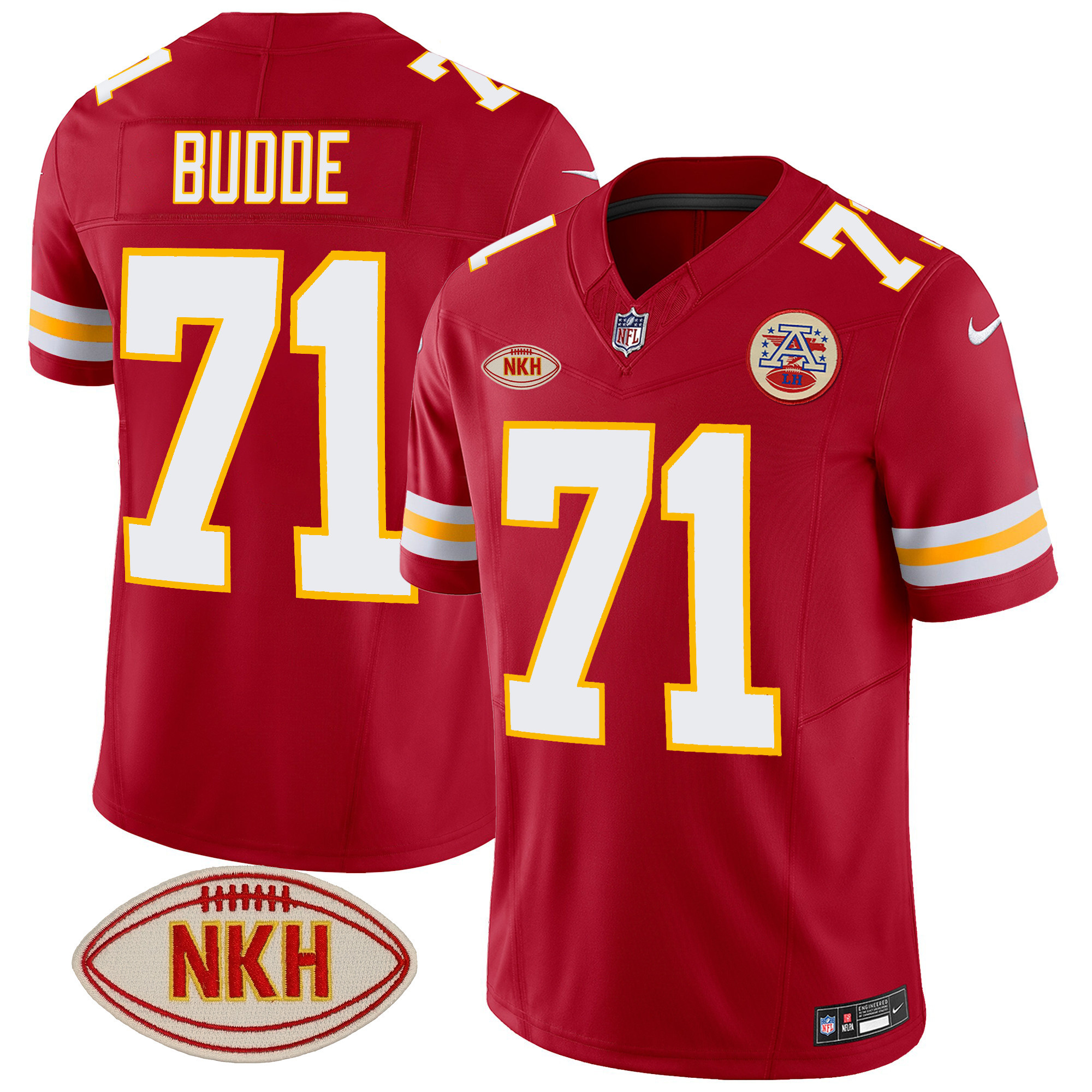 Men's Ed Budde Kansas City Chiefs Gold Vapor Red Jersey - All Stitched