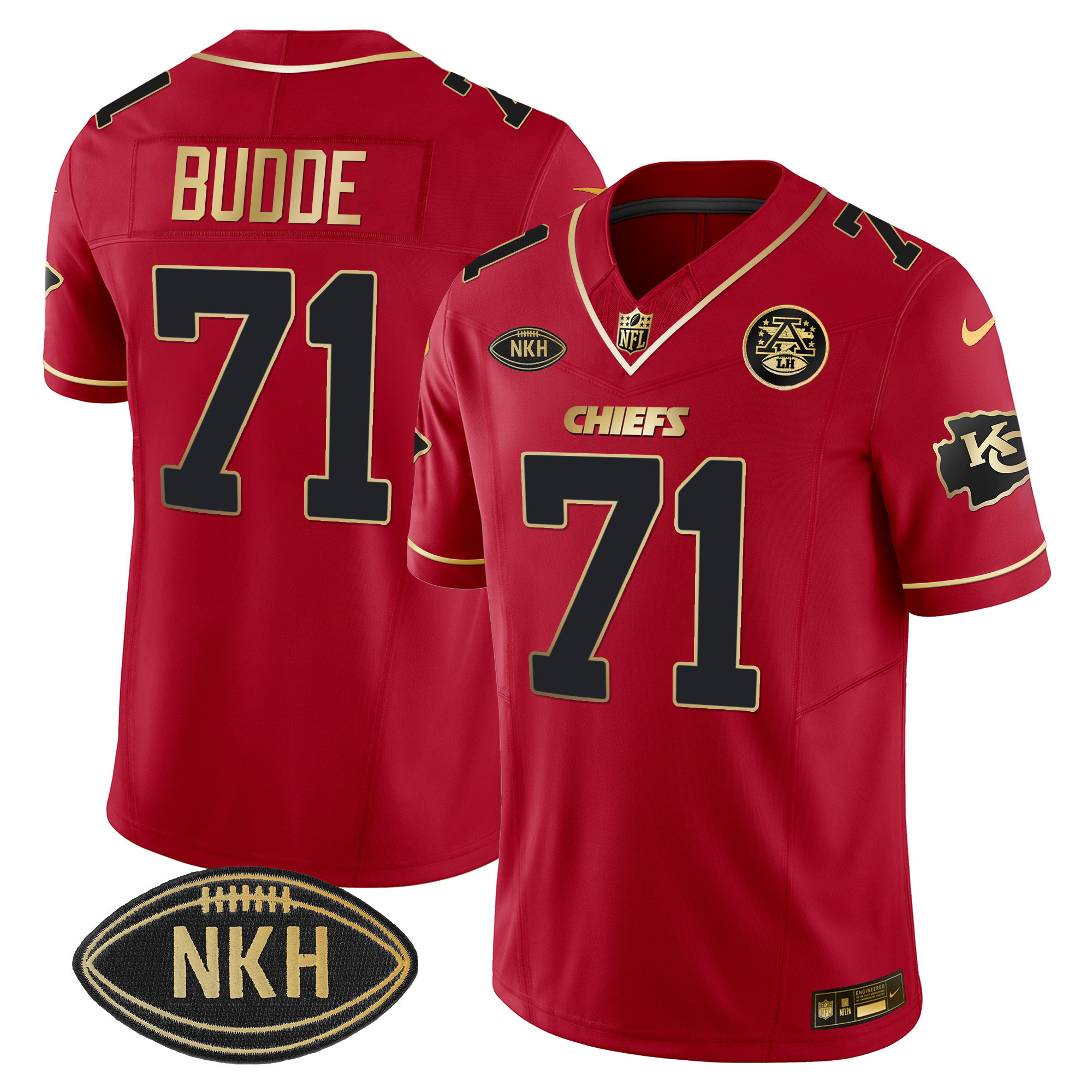 Men's Ed Budde Kansas City Chiefs Gold Vapor Red Special Jersey - All Stitched