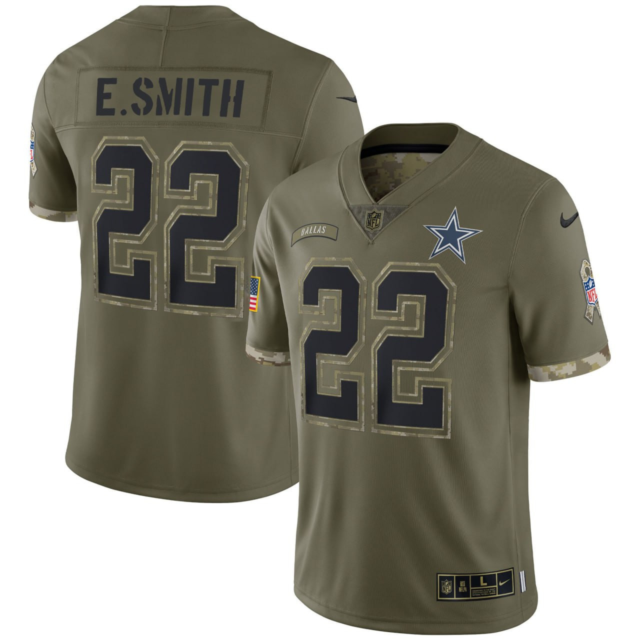 Men's Emmitt Smith Dallas Cowboys Salute To Service Salute To Service Jersey - All Stitched