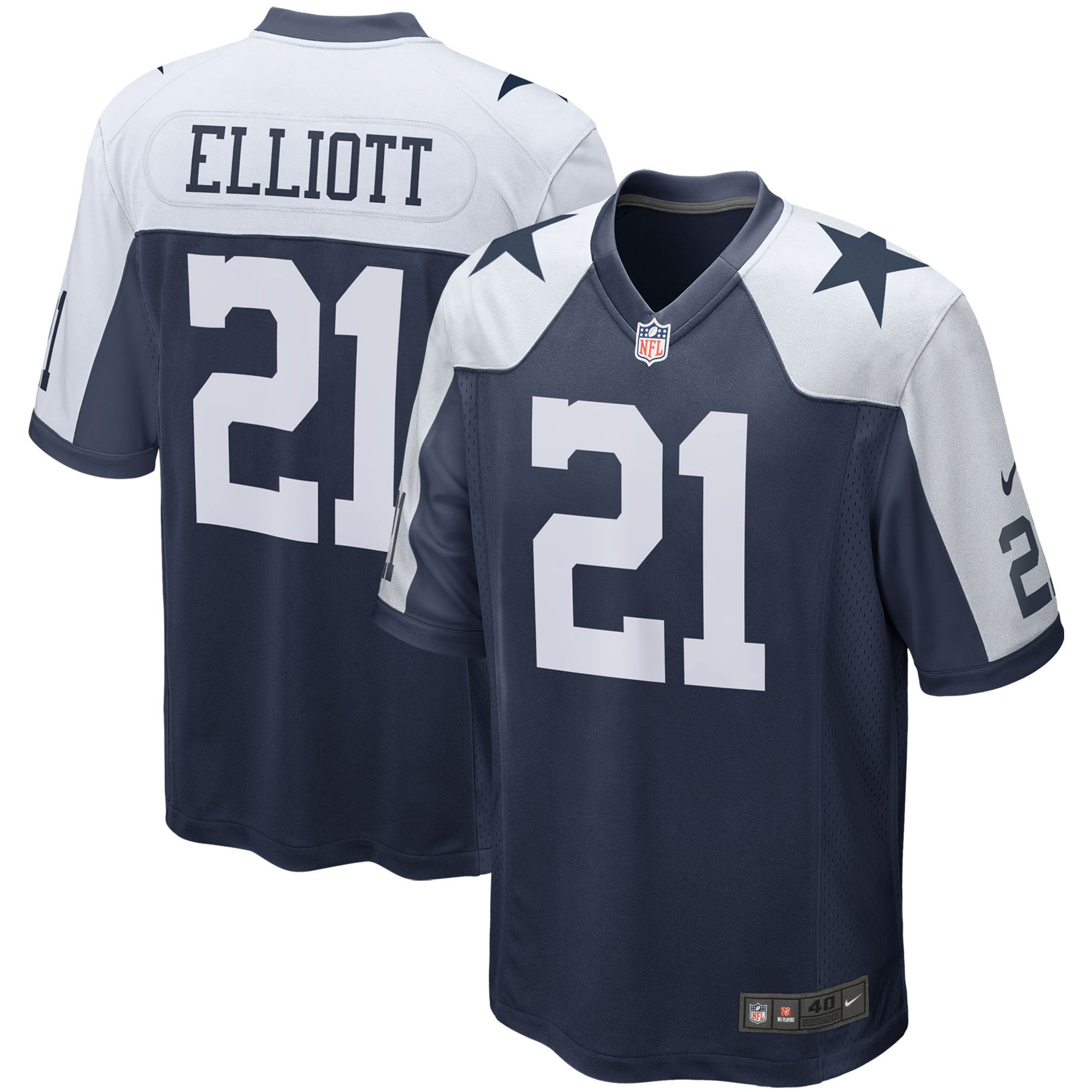 Men's Ezekiel Elliott Dallas Cowboys Navy/White Jersey - All Stitched