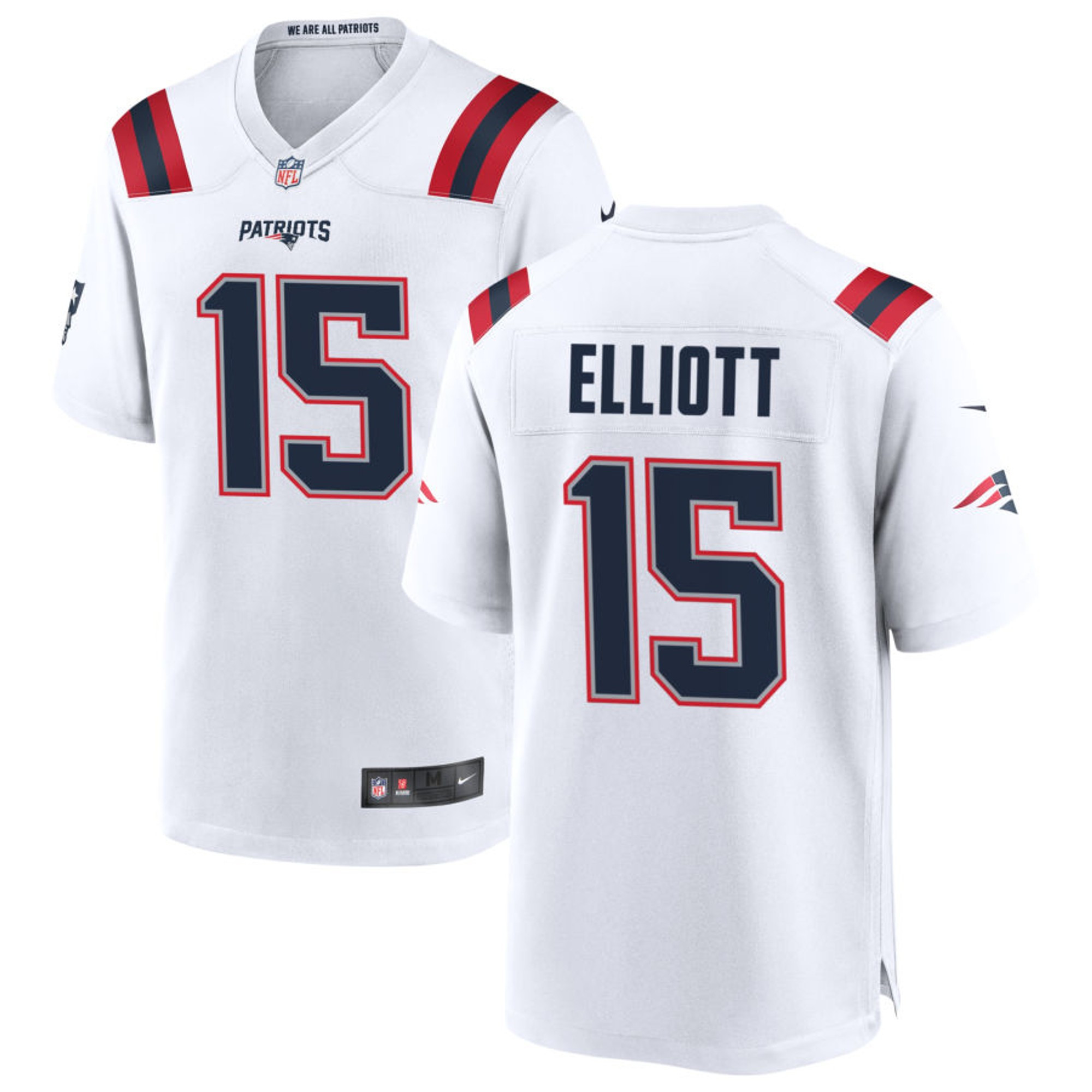 Men's Ezekiel Elliott New England Patriots White Jersey - All Stitched