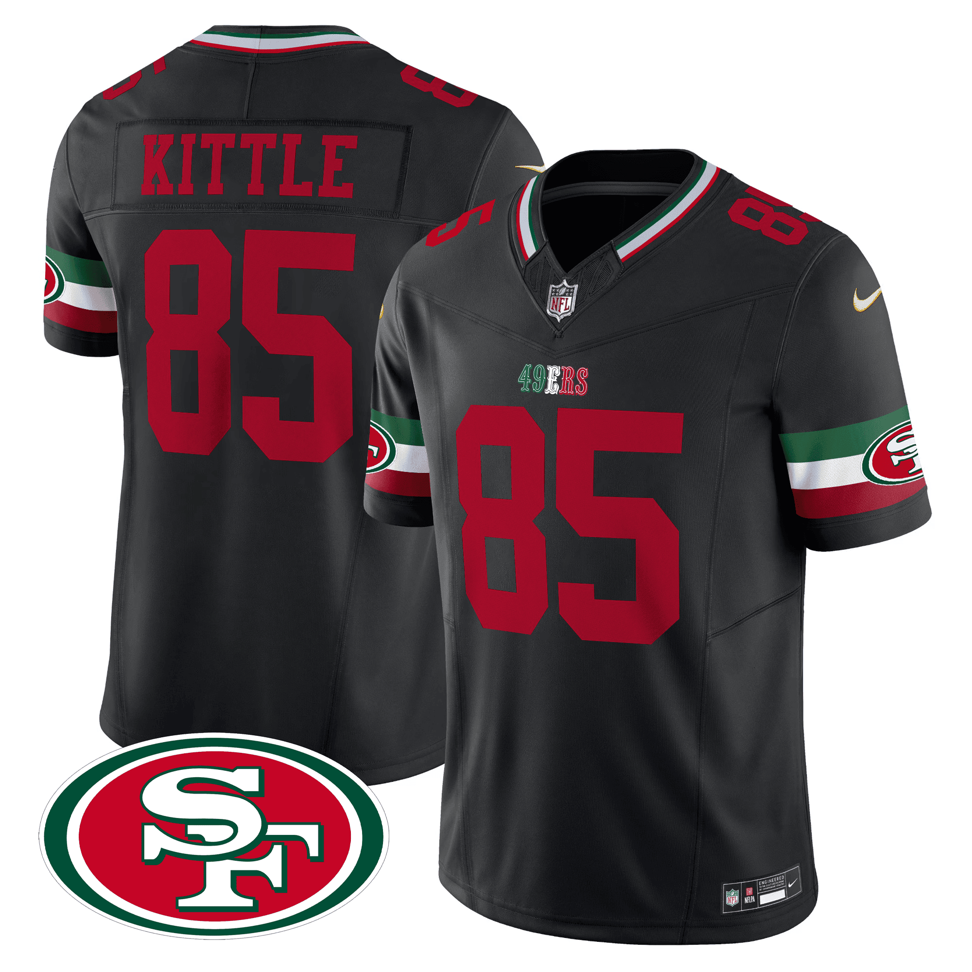 Men's George Kittle San Francisco 49ers Mexico Edition Limited Black Jersey - All Stitched