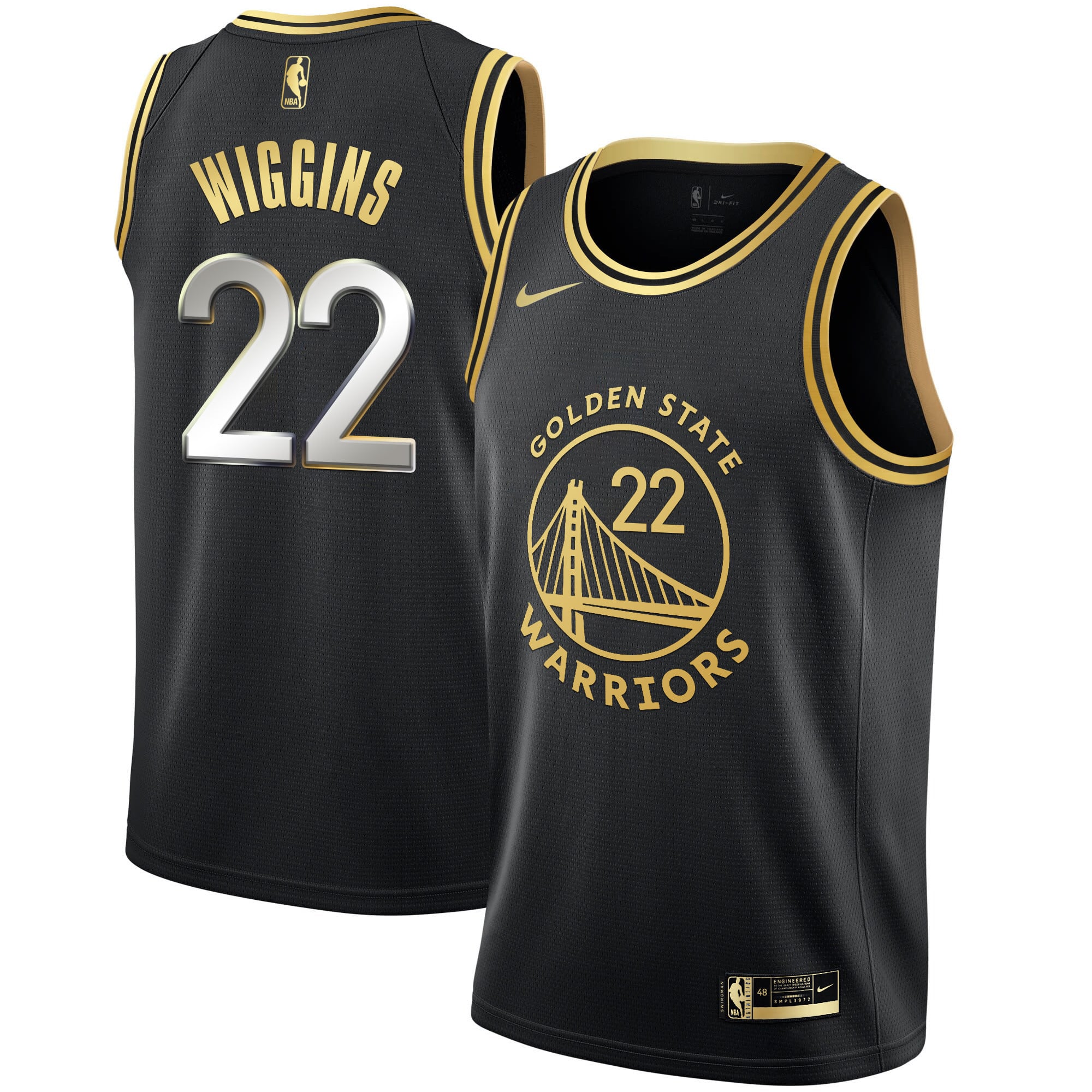 Men's Golden State Warriors Black Limited & Gold Jersey - All Stitched - Image 3