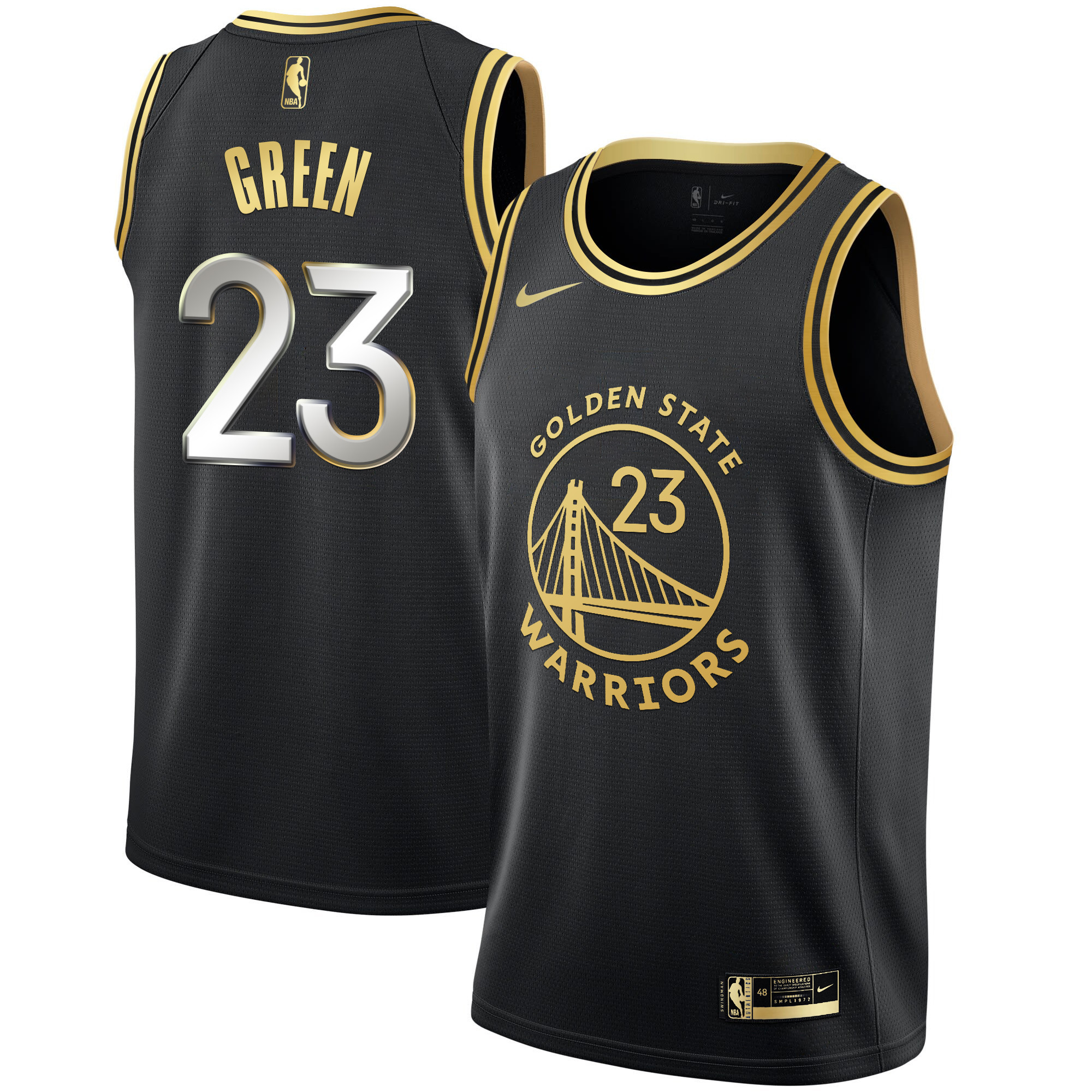 Men's Golden State Warriors Black Limited & Gold Jersey - All Stitched - Image 6
