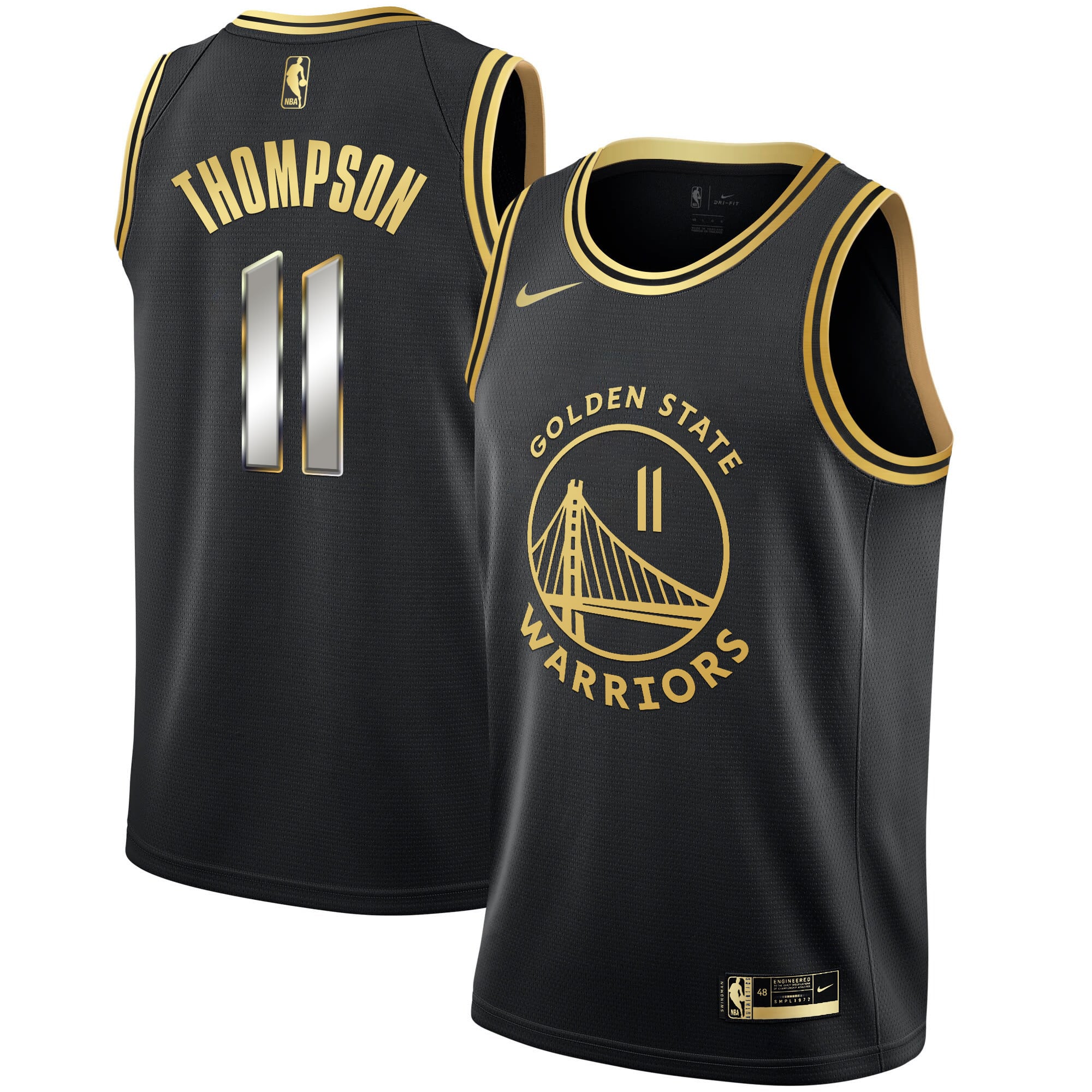 Men's Golden State Warriors Black Limited & Gold Jersey - All Stitched - Image 4