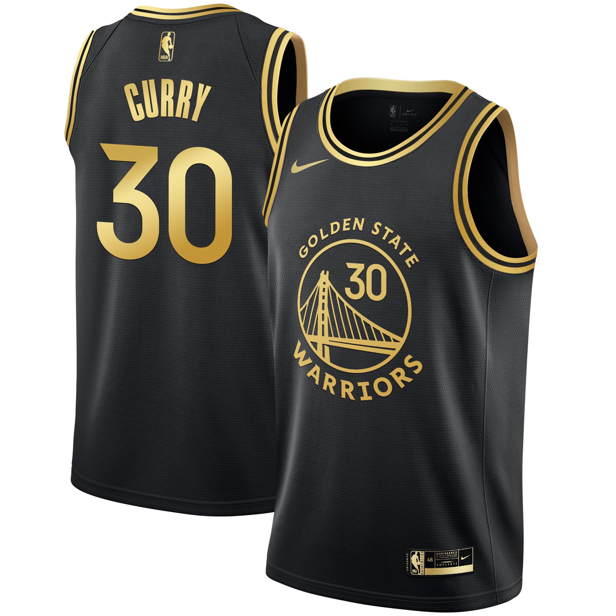 Men's Golden State Warriors Black Limited & Gold Jersey - All Stitched - Image 7