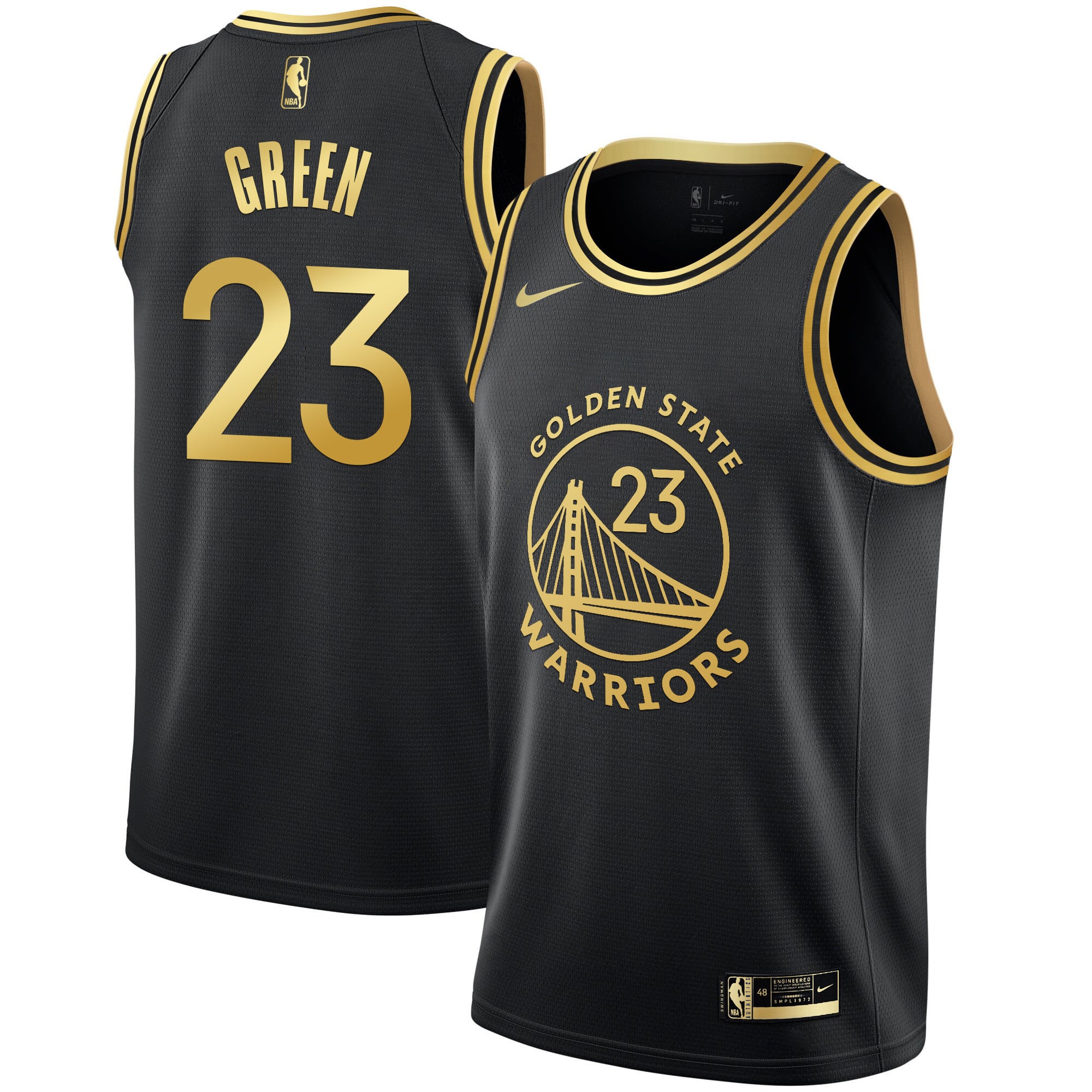 Men's Golden State Warriors Black Limited & Gold Jersey - All Stitched - Image 12
