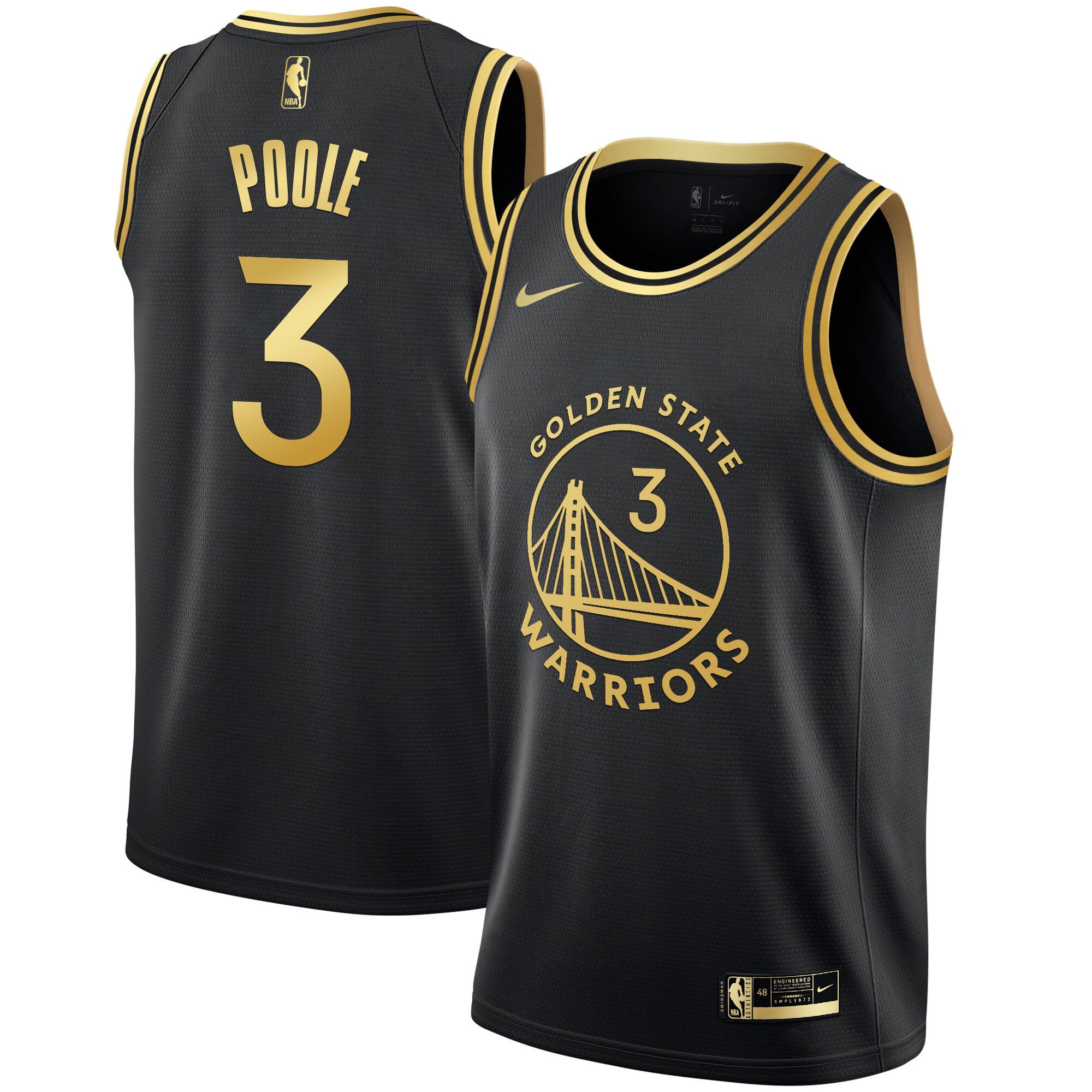 Men's Golden State Warriors Black Limited & Gold Jersey - All Stitched - Image 11