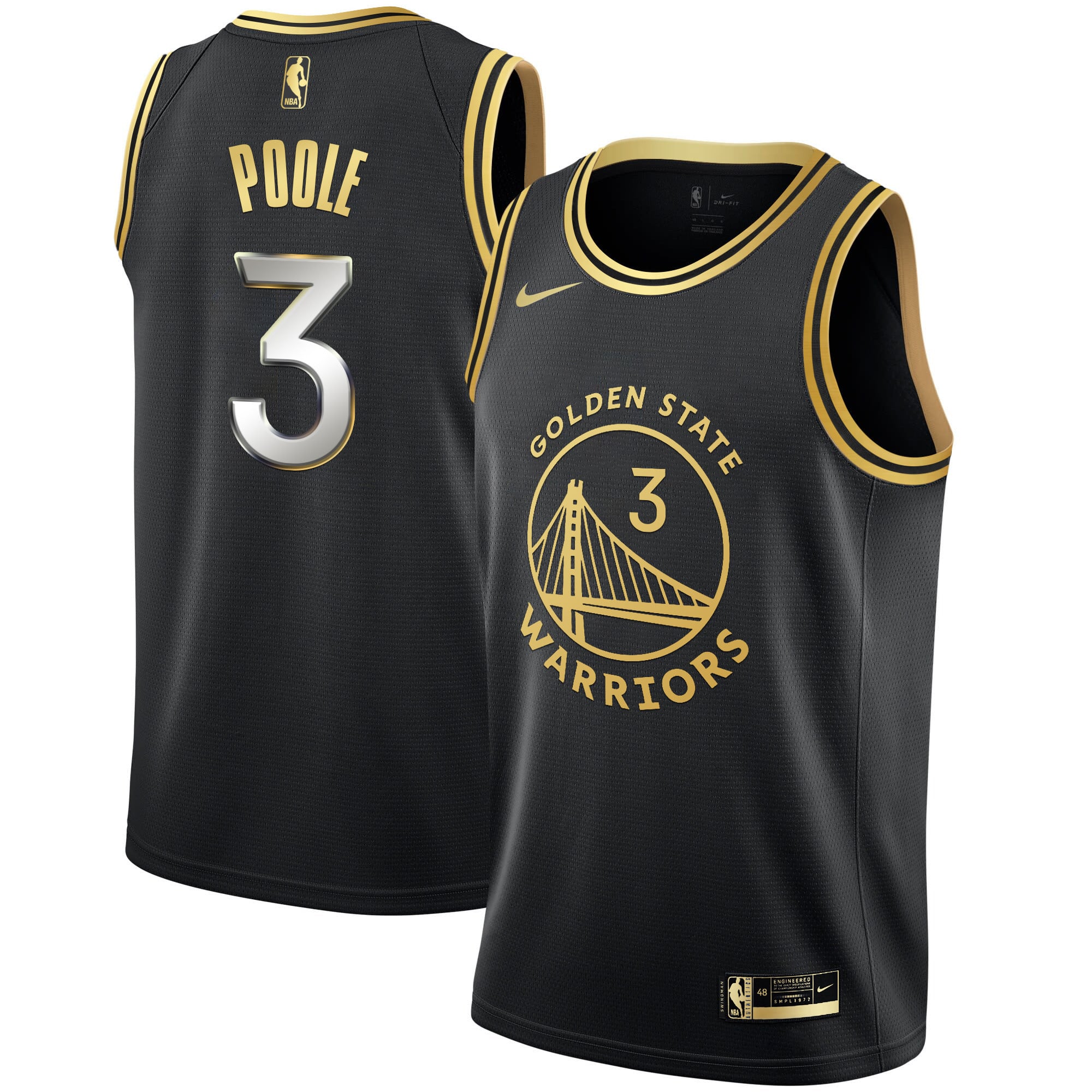 Men's Golden State Warriors Black Limited & Gold Jersey - All Stitched - Image 5