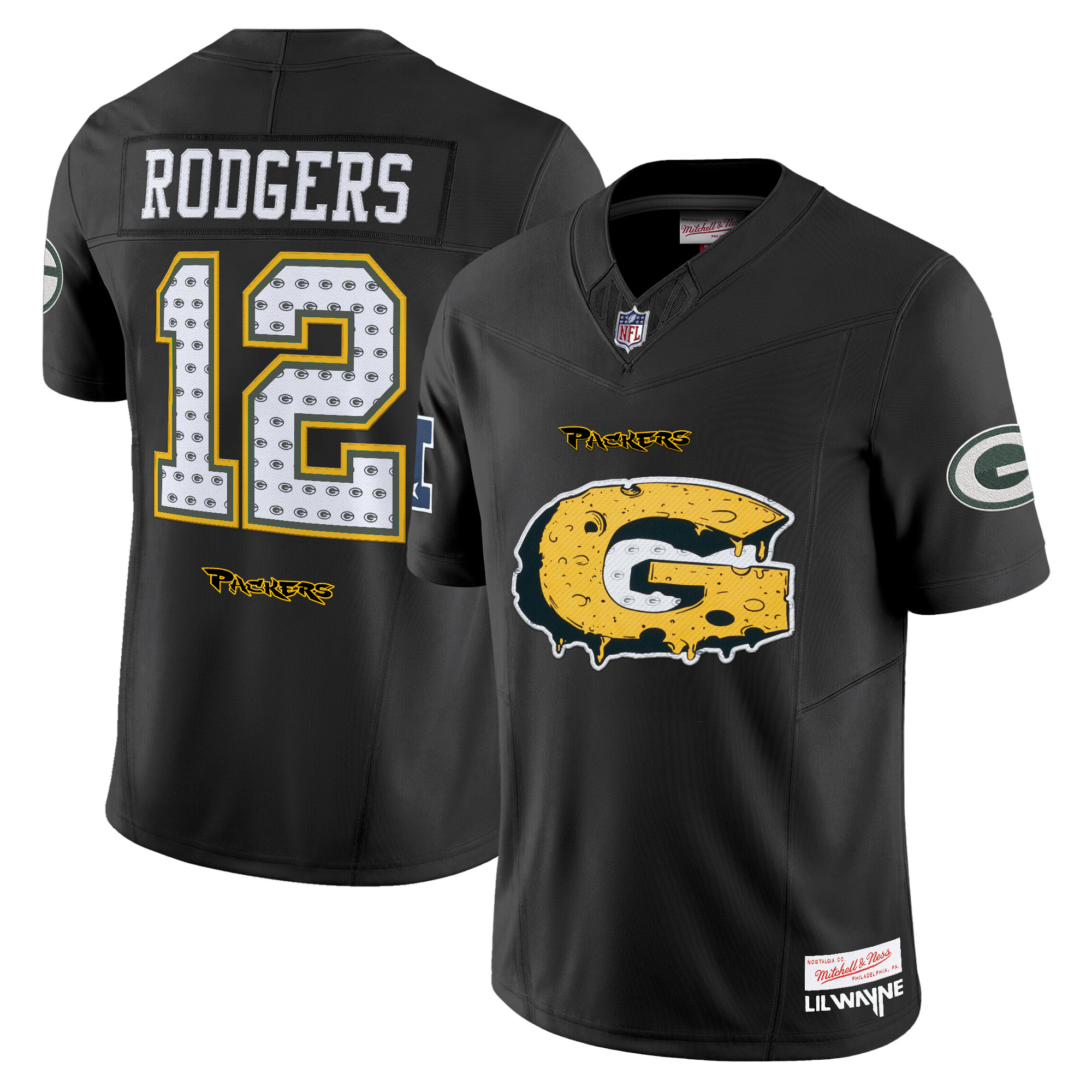 Men's Green Bay Packers 'Cheesehead' x 'Tha Carter VI' Style Vapor Limited Aaron Rodgers Jersey - All Stitched